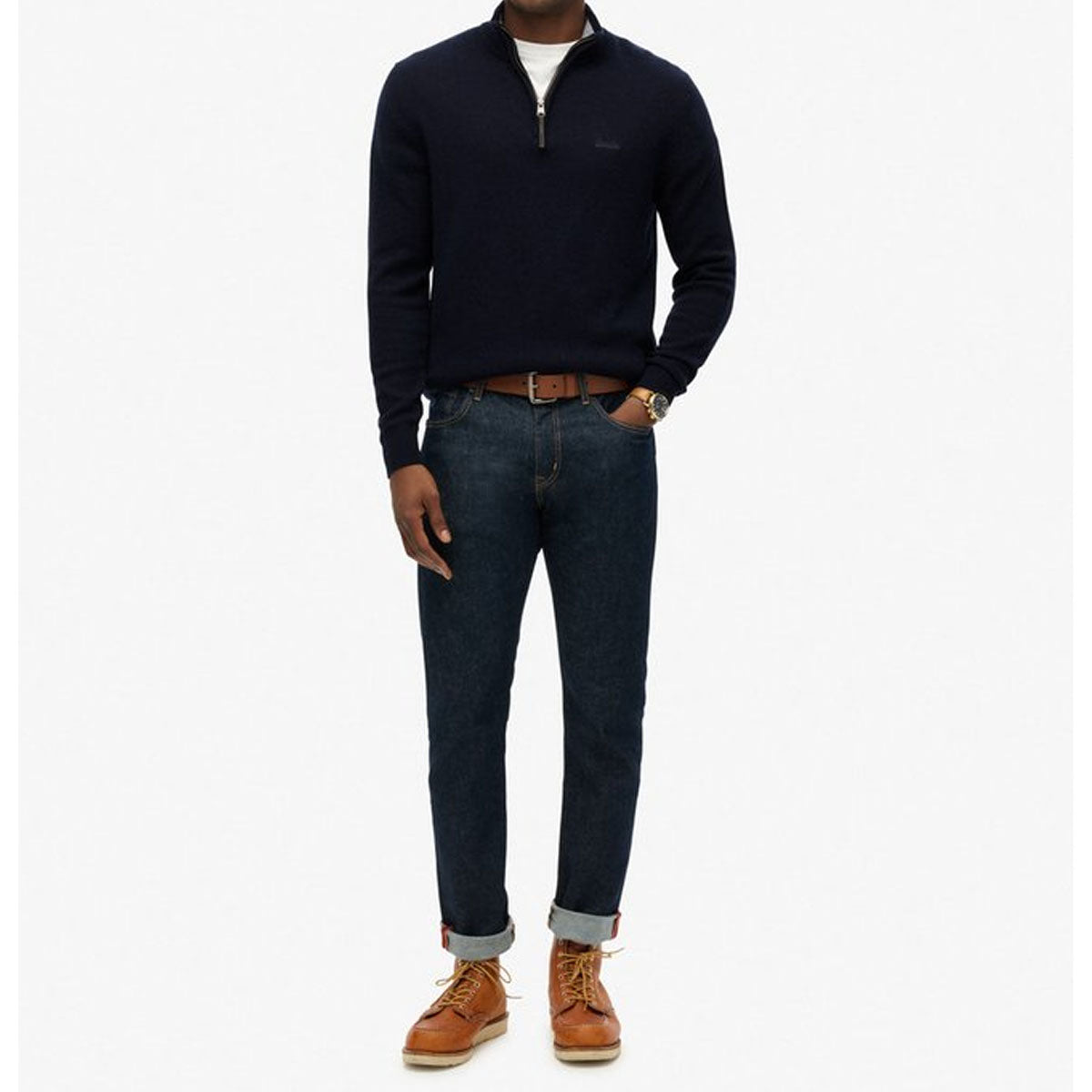 SUPERDRY WOOL BLEND HALF ZIP JUMPER CHARRED NAVY MARL H5C