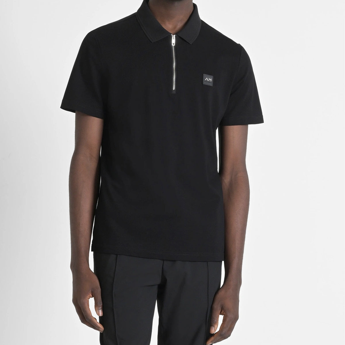 ANTONY MORATO ZIP COLLAR BLACK POLO MMKS02510