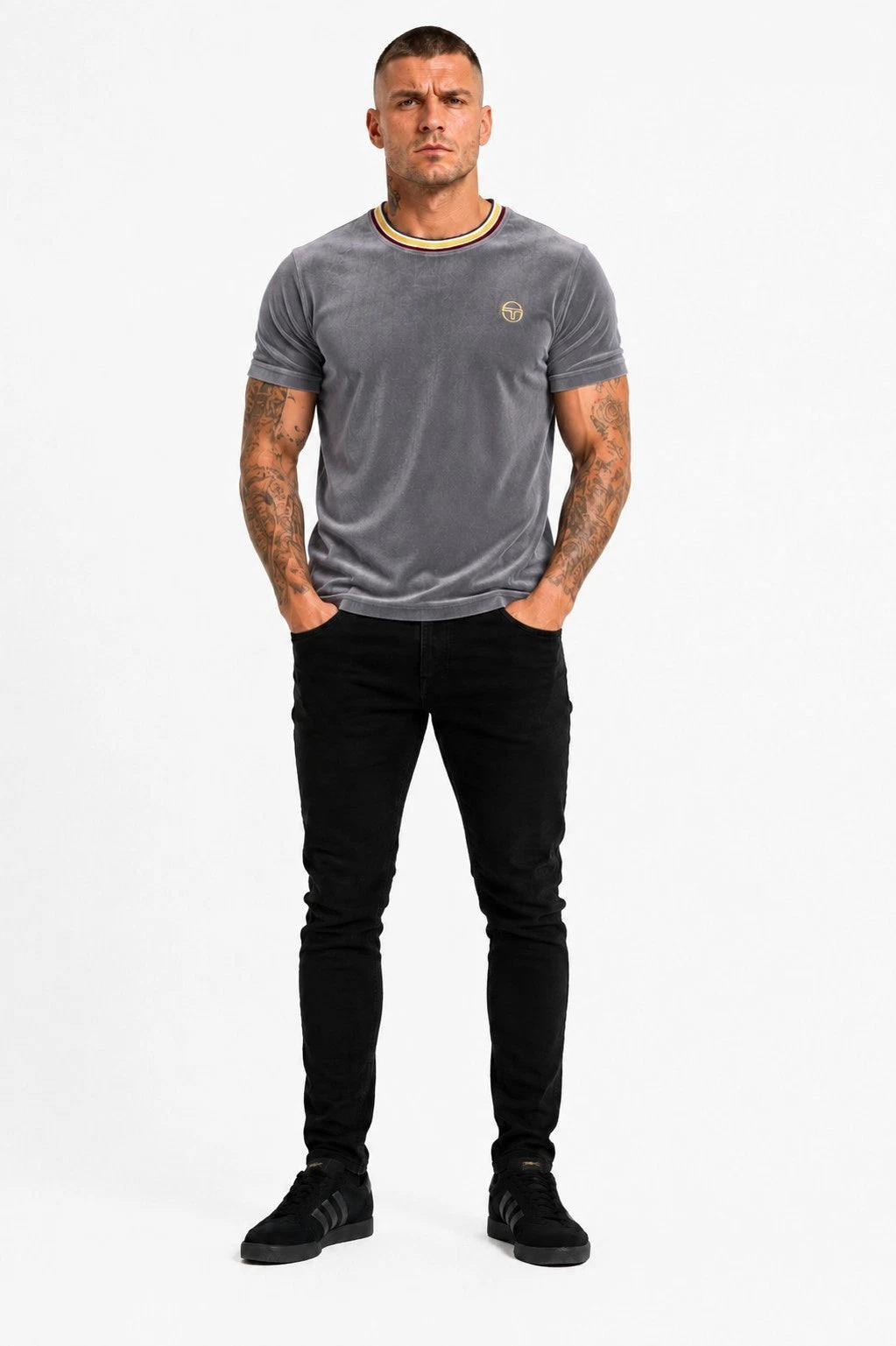 SERGIO TACCHINI FINO VELOUR T-SHIRT TURBULENCE GREY
