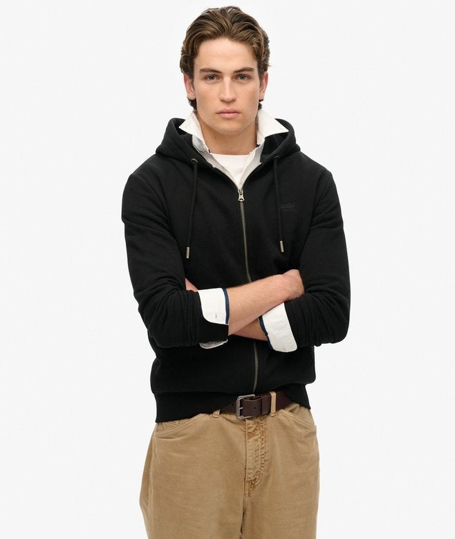 SUPERDRY ESSENTIAL LOGO ZIP HOODIE BLACK 02A