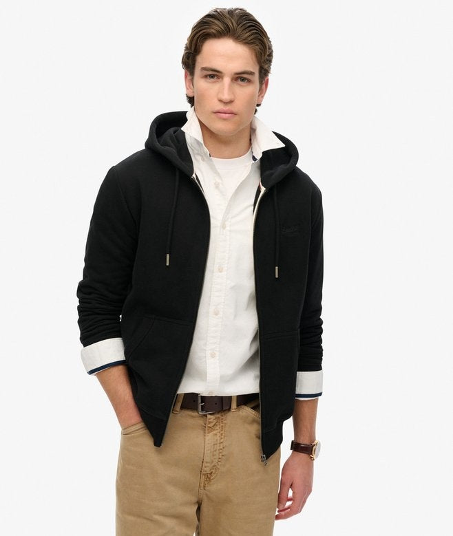 SUPERDRY ESSENTIAL LOGO ZIP HOODIE BLACK 02A