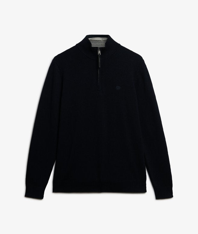 SUPERDRY COTTON HALF ZIP KNIT NAVY 11S