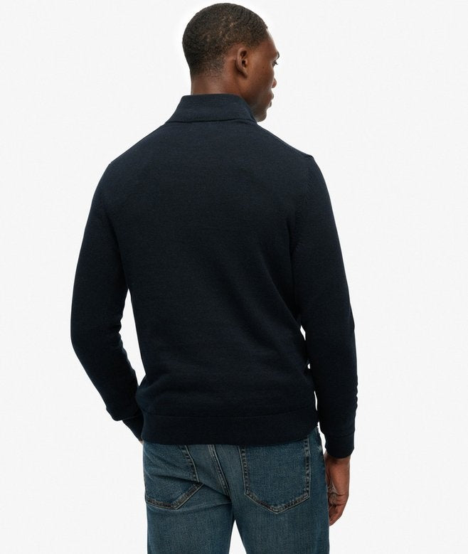 SUPERDRY COTTON HALF ZIP KNIT NAVY 11S