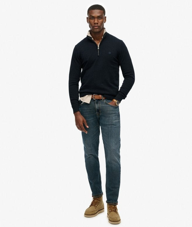 SUPERDRY COTTON HALF ZIP KNIT NAVY 11S