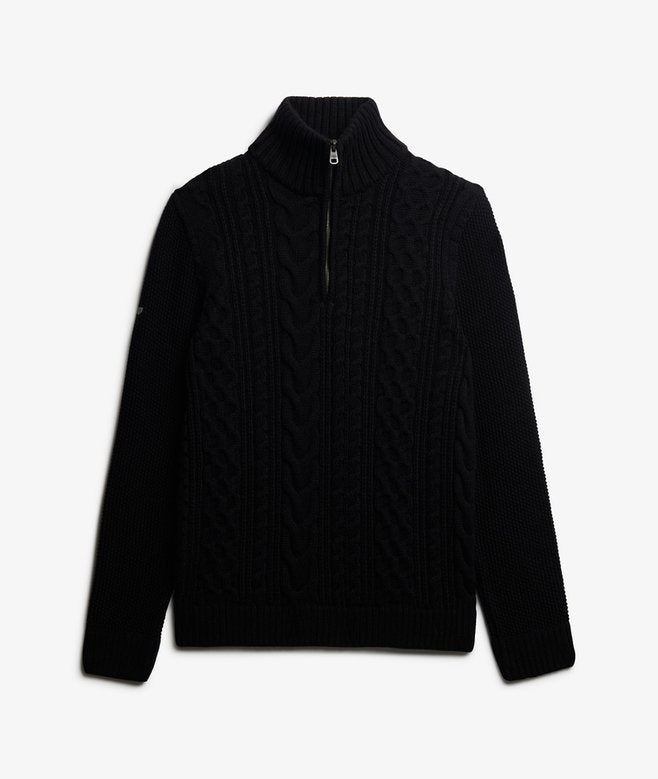SUPERDRY JACOB CABLE HALF ZIP KNIT ECLIPSE NAVY 98T