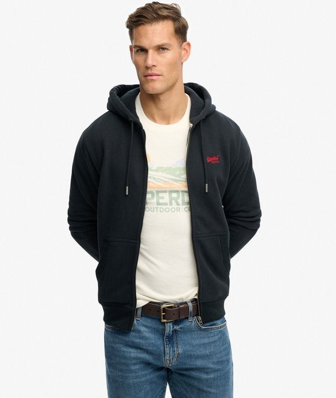 SUPERDRY ESSENTIAL LOGO ZIP HOODIE ECLIPSE NAVY 98T