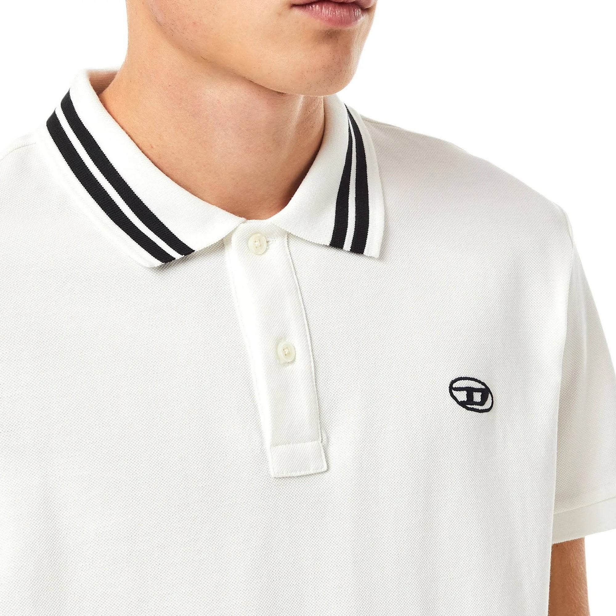 Diesel T-Vaida White Pique Polo