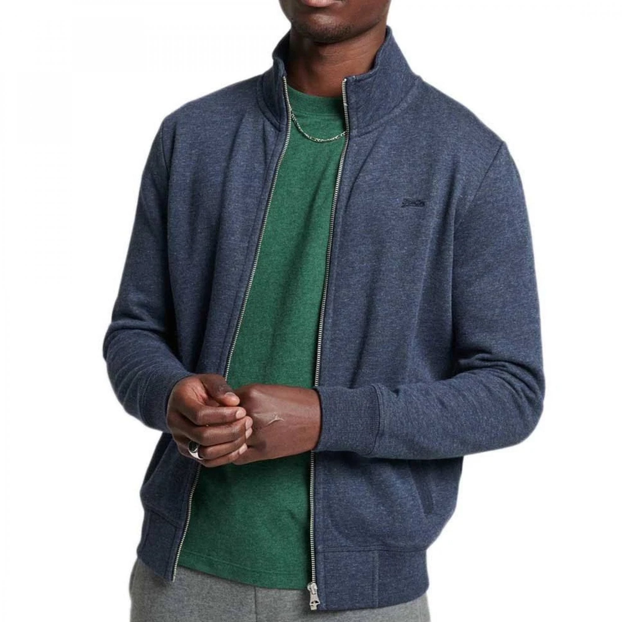 Superdry Vintage Logo Emb Zip Track Top Navy Marl ZE2