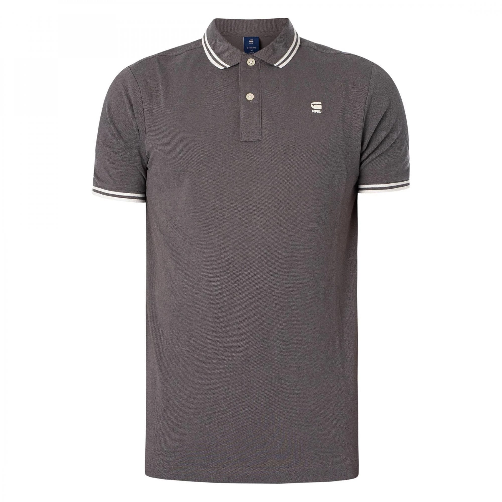 GStar Dunda Stripe Slim Fit Polo T-Shirt Granite Grey D17127