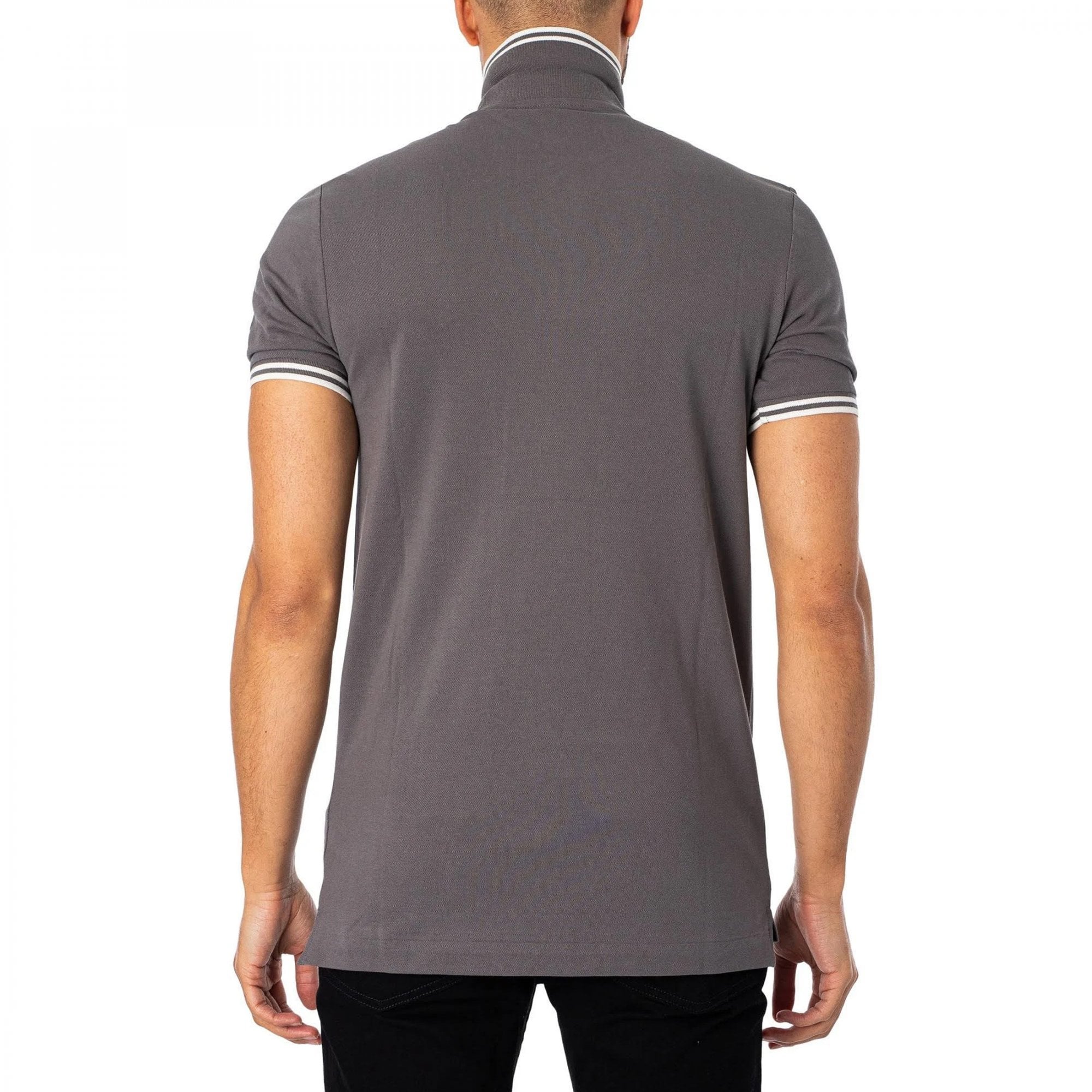 GStar Dunda Stripe Slim Fit Polo T-Shirt Granite Grey D17127