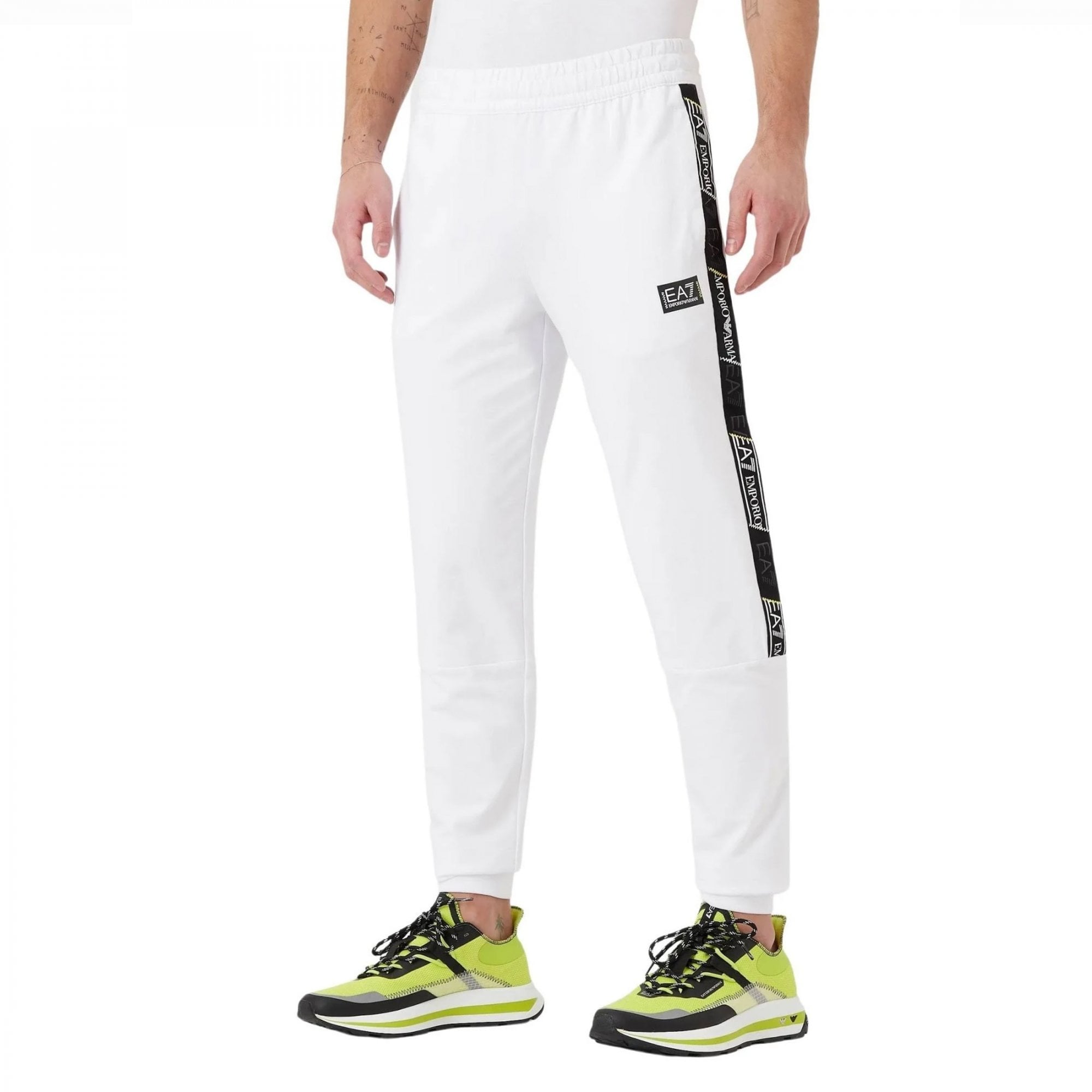 EA7 Tape Logo Track Bottoms White 3RPP58 PJ05Z