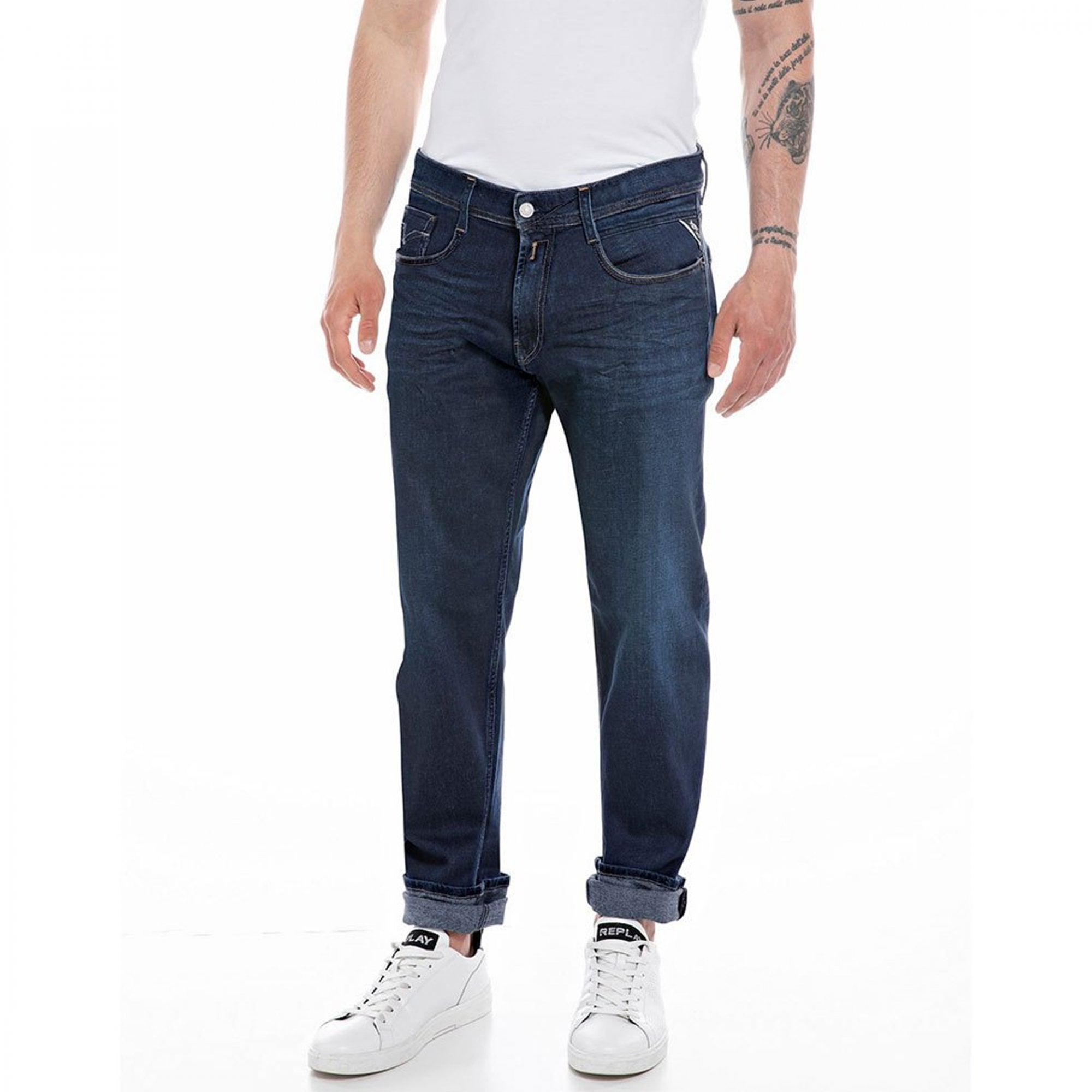 Replay Rocco Comfort Fit Mid Blue Washed Denim Jeans MA1005 685 506 007