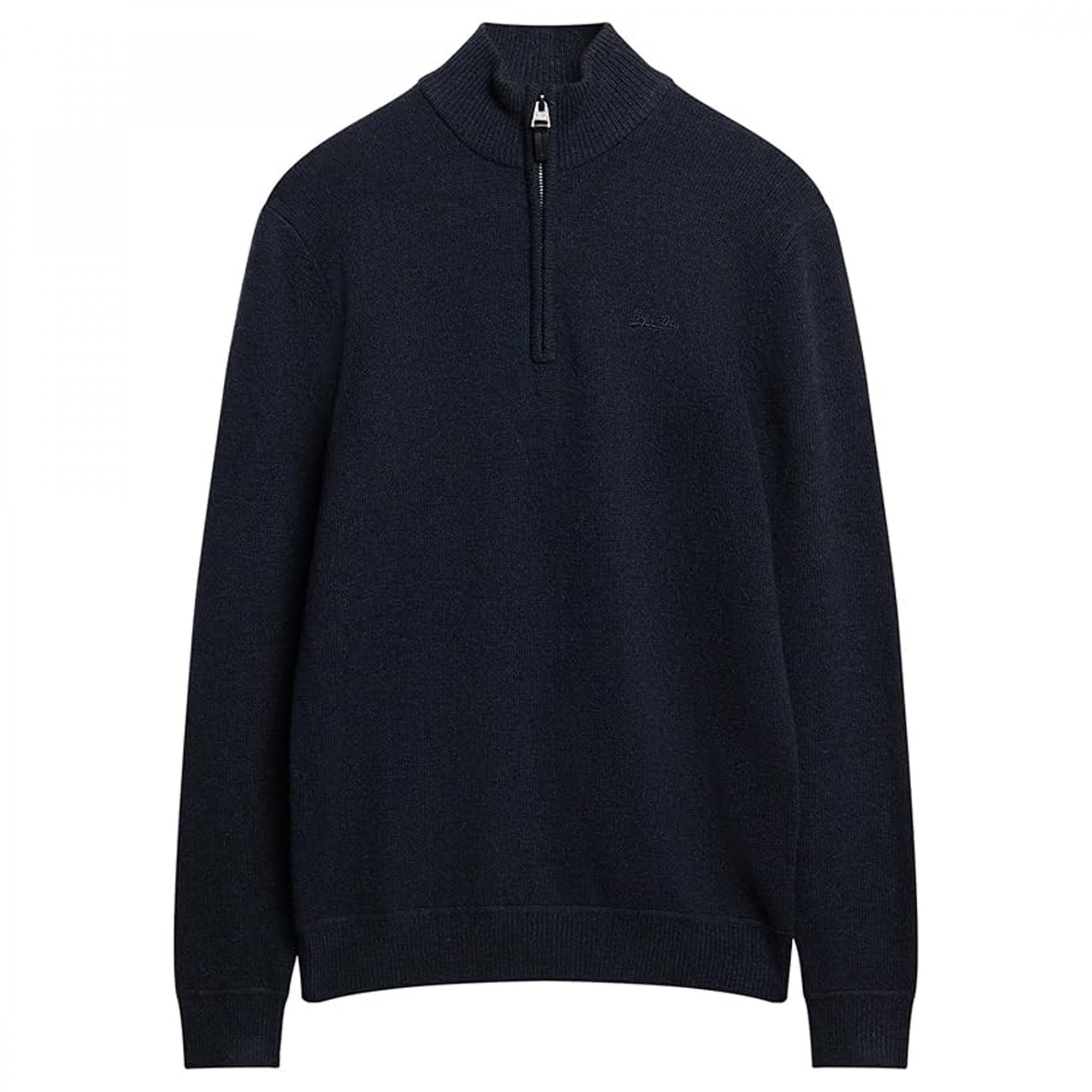 Superdry Essential Emb Henley Half-Zip Knitted Jumper Carbon Navy 5EJ