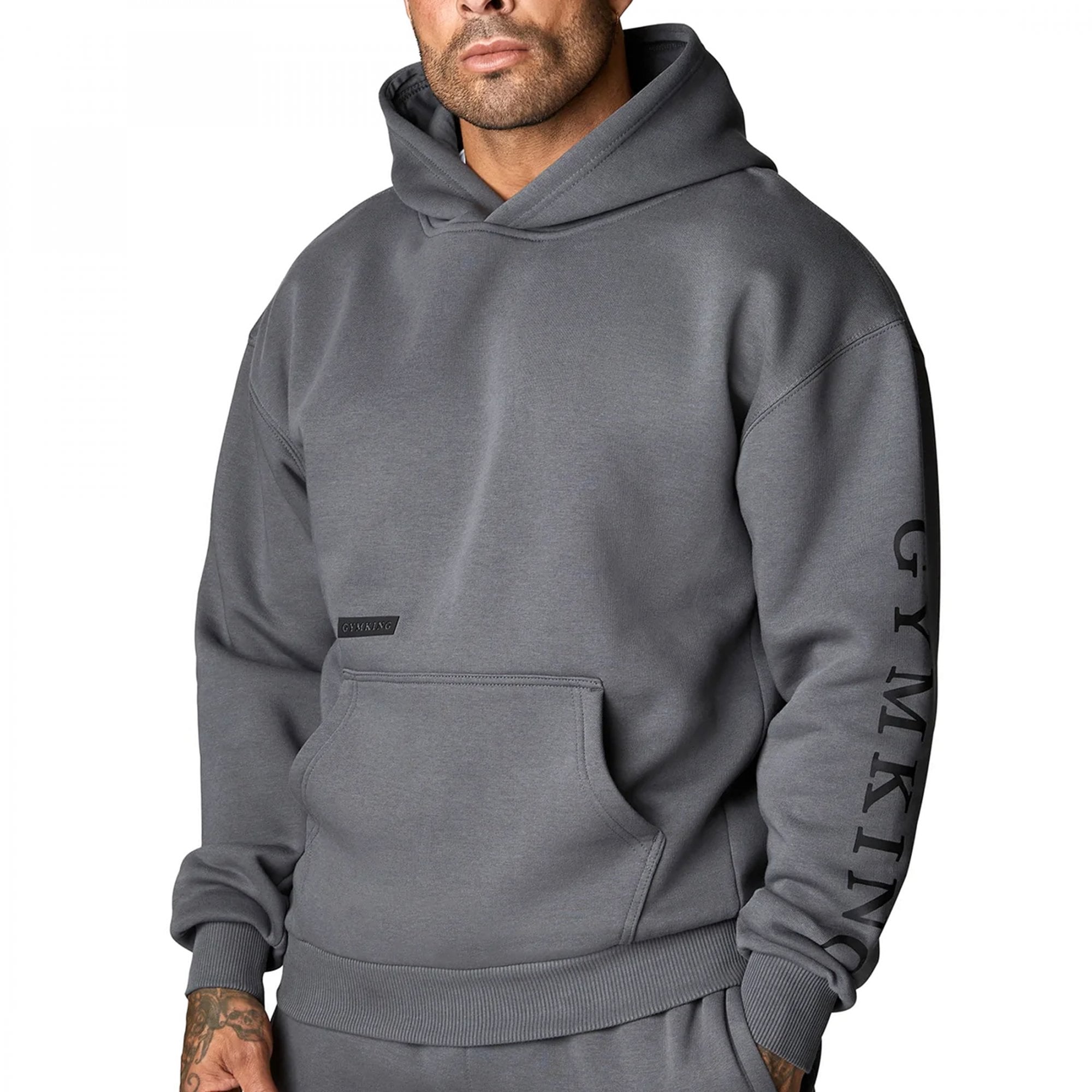 Gym King Covert Linear Overhead Hoody Sweatshirt Dark Grey Pewter