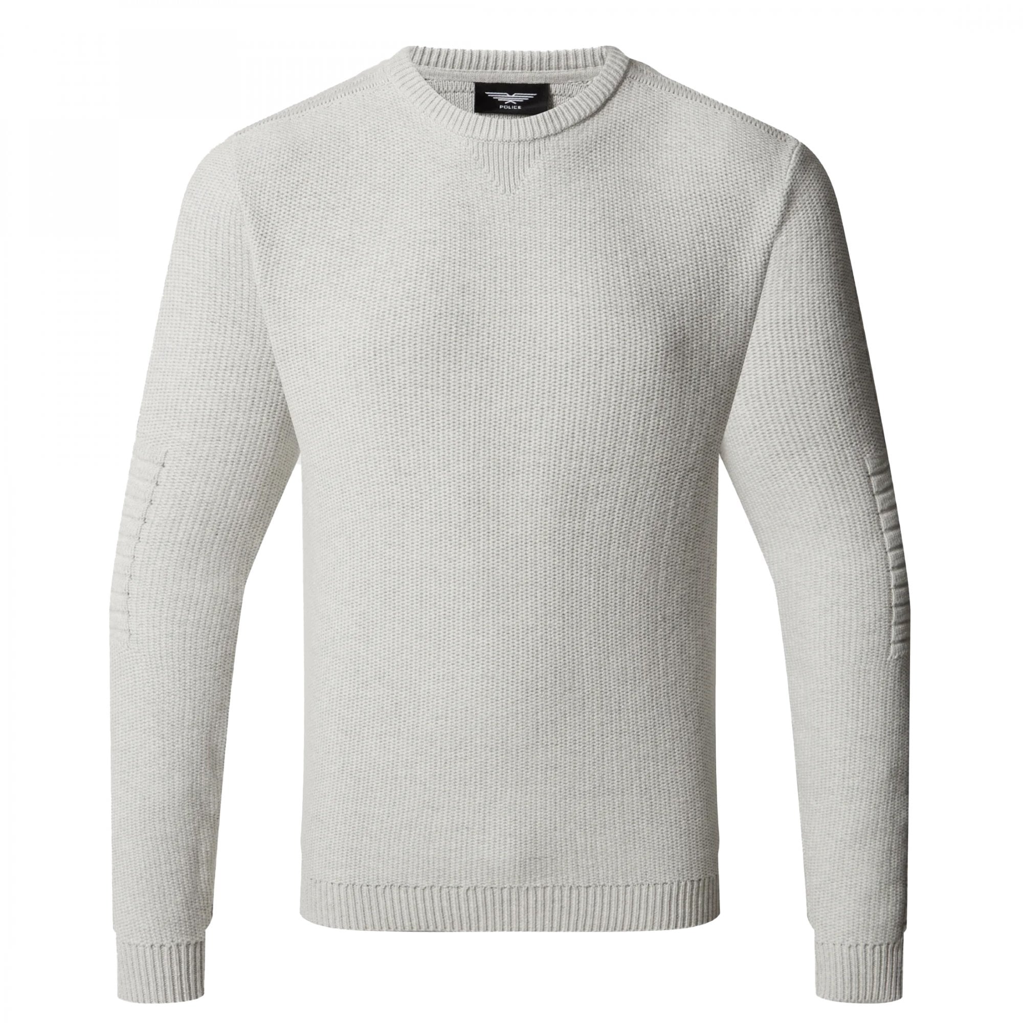Police Lapis Crew Neck Chunky Knit Jumper Ecru