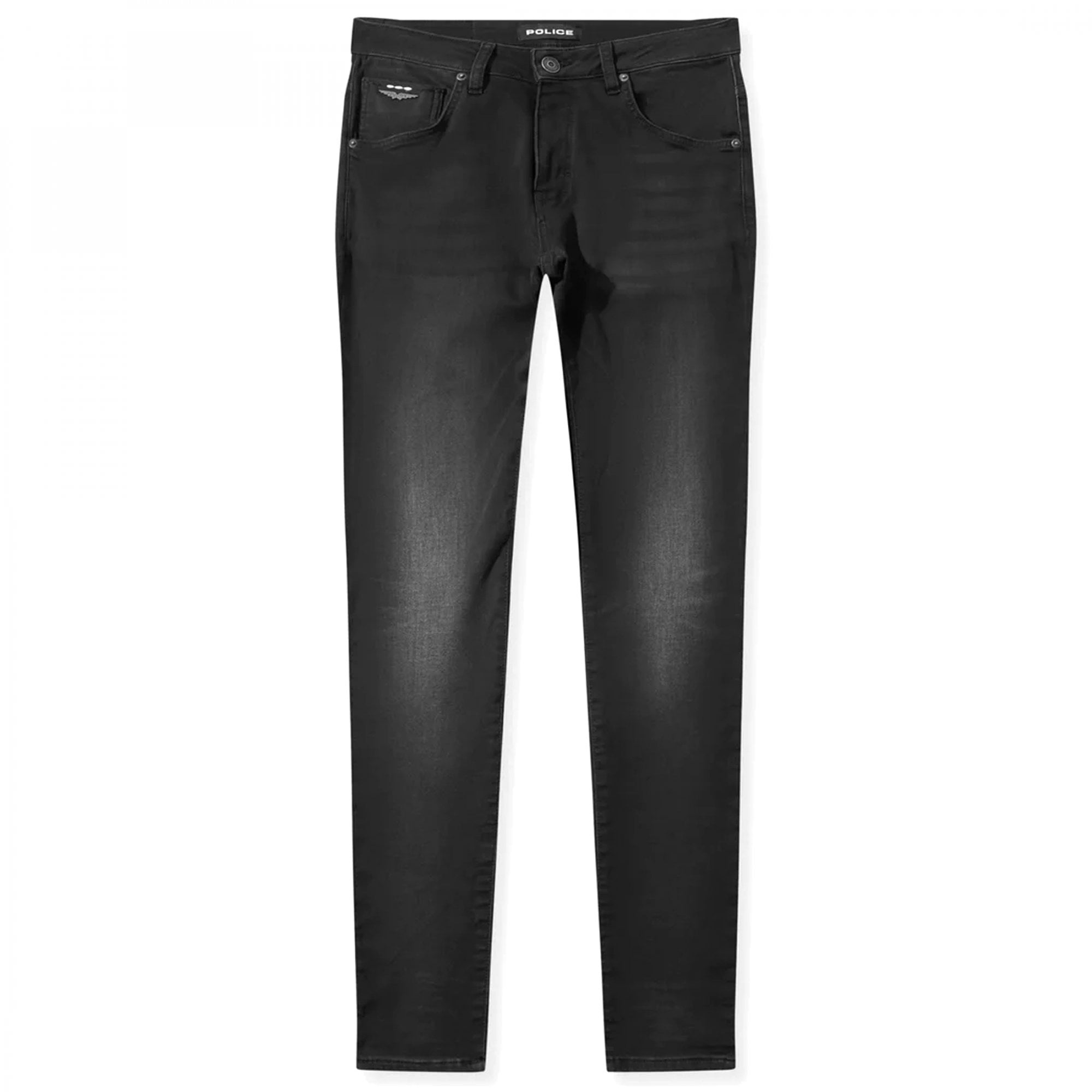 Police Deniro LAT 815 Washed Black Stretch Slim Fit Denim Jeans