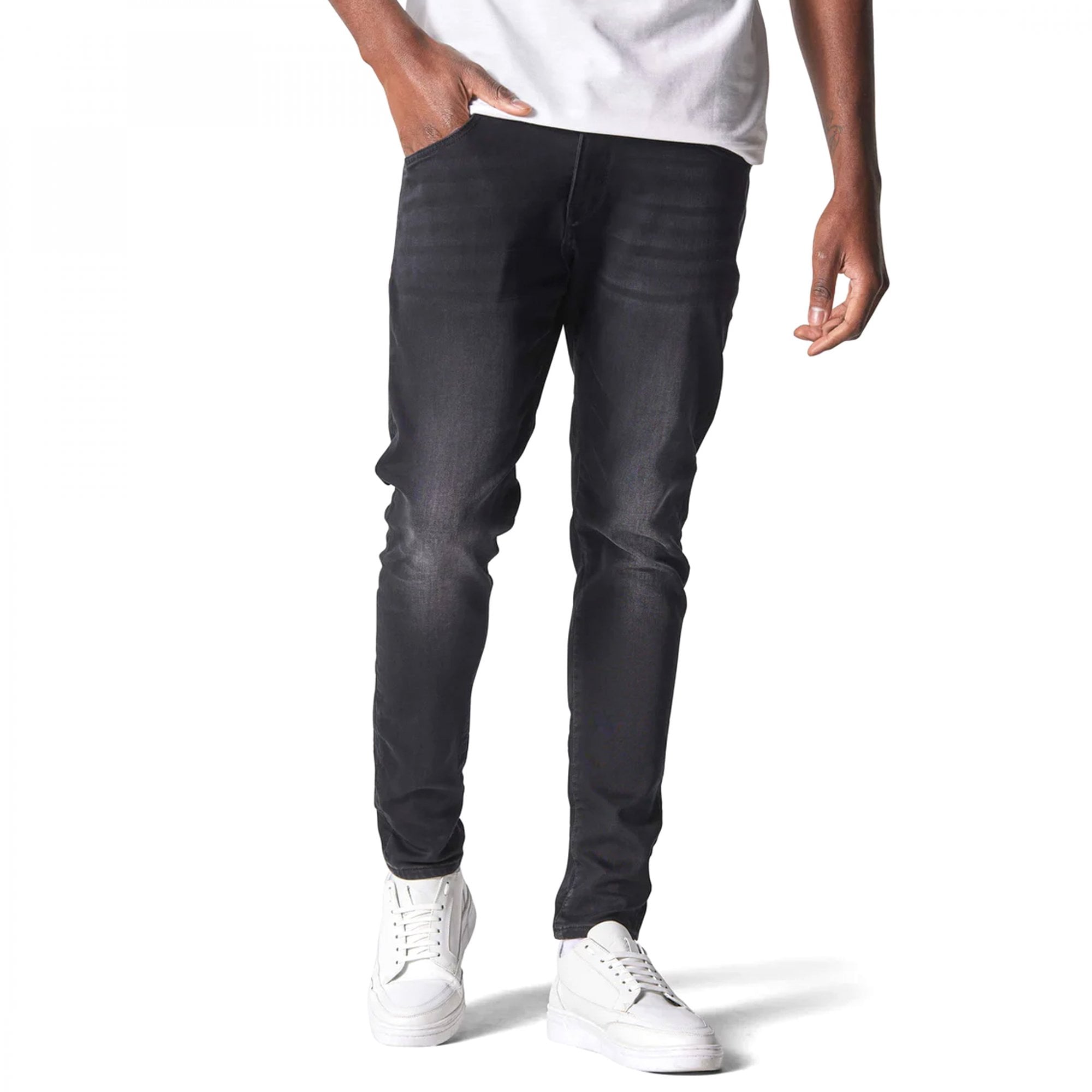 Police Deniro LAT 815 Washed Black Stretch Slim Fit Denim Jeans