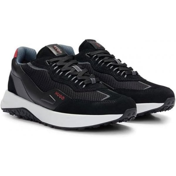 Hugo Boss Kane_Runn_sdme Leather & Mesh Trainers Black 001 50517260