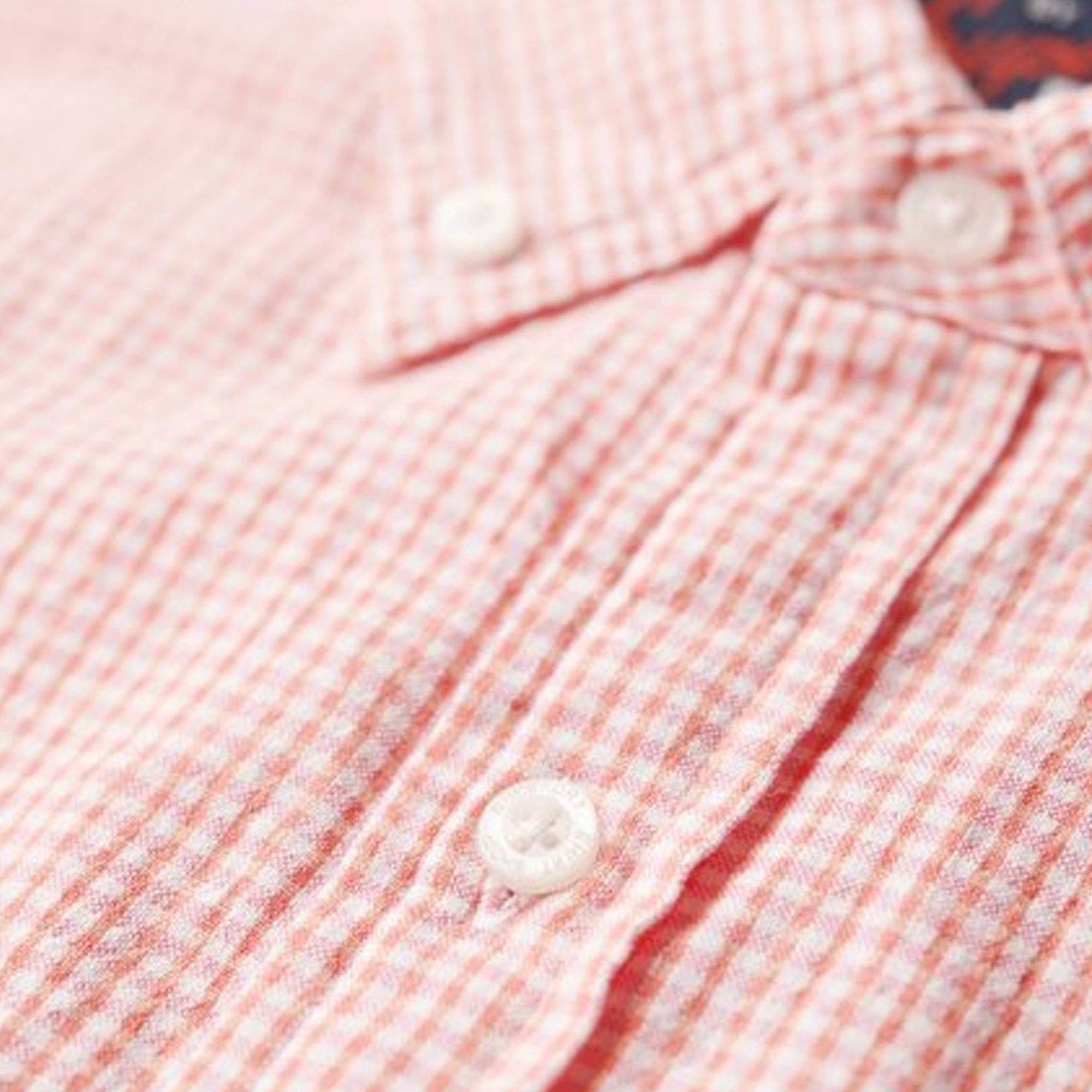 Superdry Seersucker S/S Gingham Check Shirt Pink M85