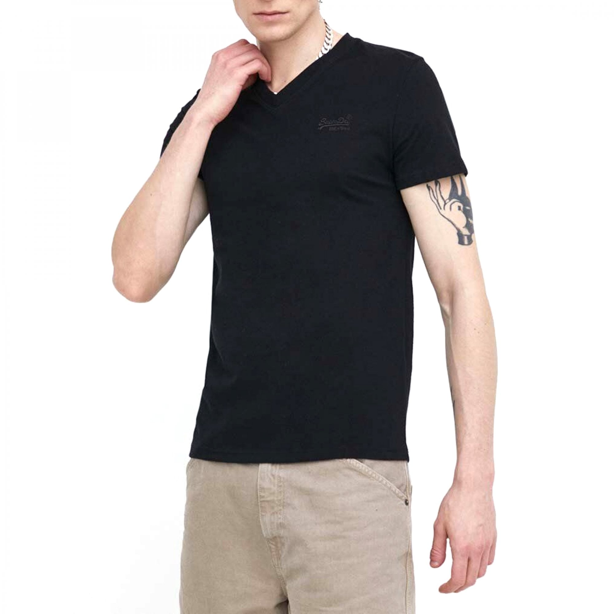 Superdry Vintage Logo Emb Vee T-Shirt Black 16A