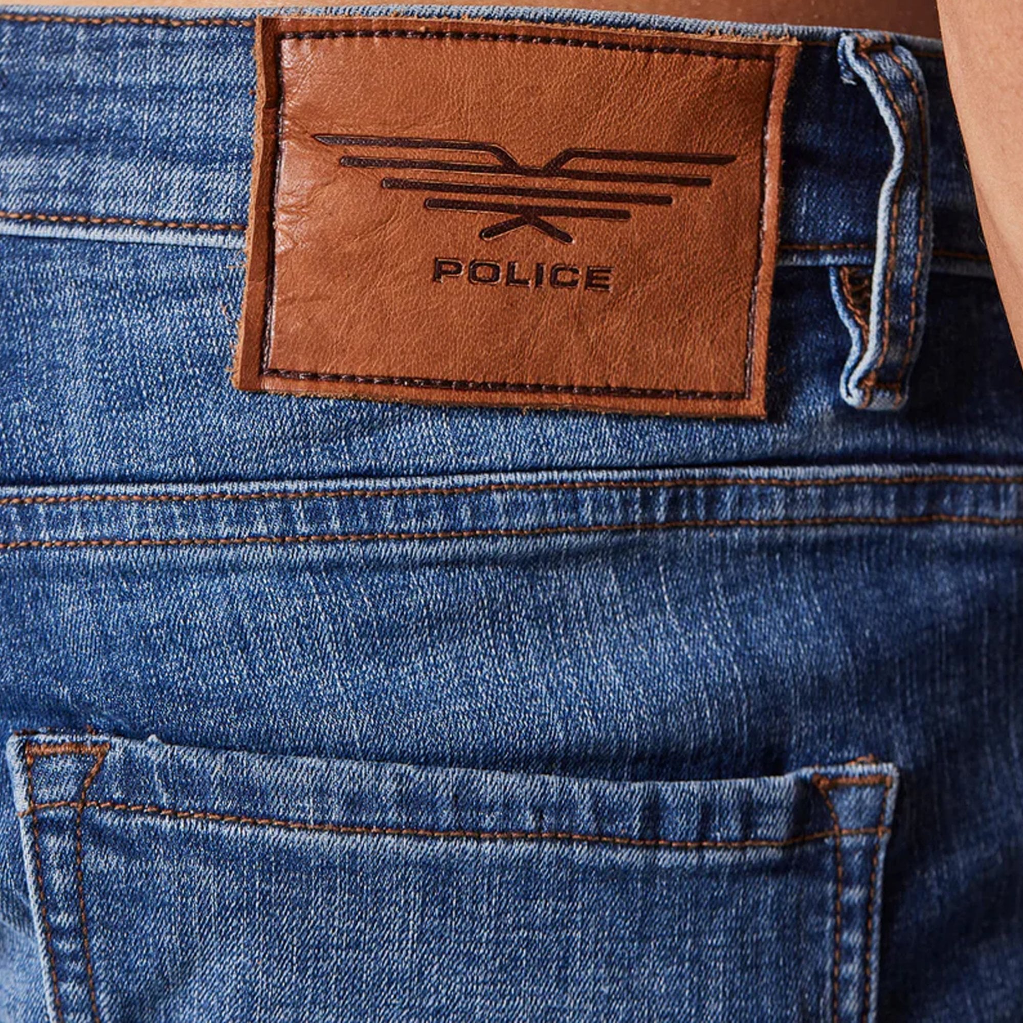 Police Batali LAT 949 Washed Blue Denim Jeans