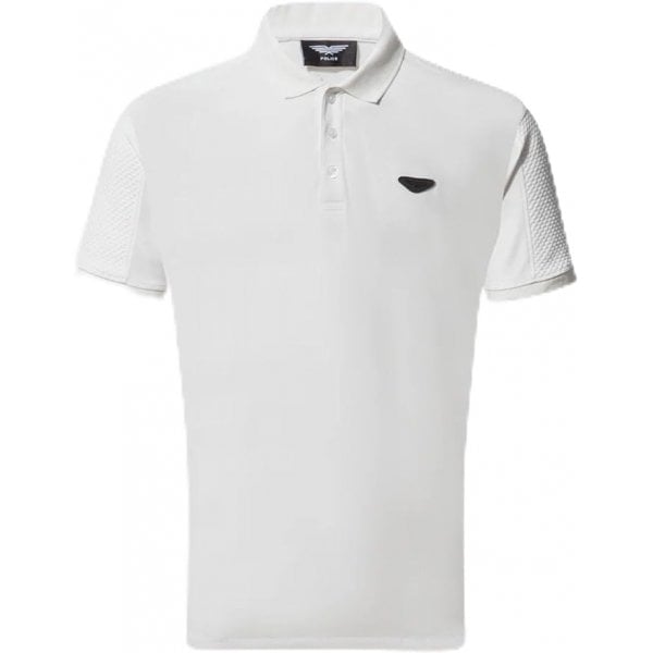 Police Kelsos Bone White Jaquard Panel Polo T-Shirt