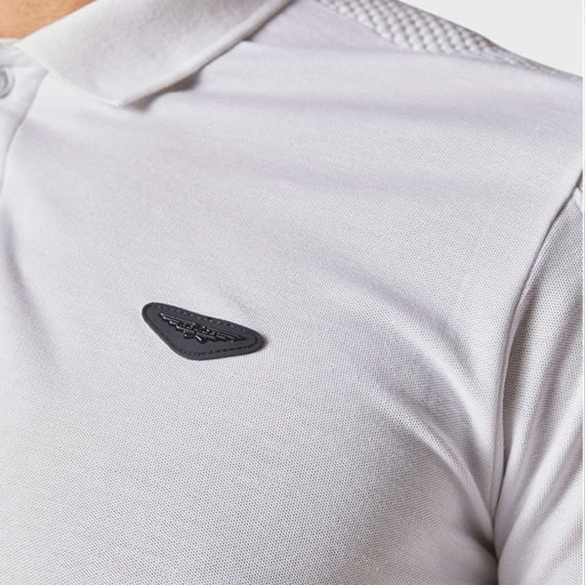 Police Kelsos Bone White Jaquard Panel Polo T-Shirt