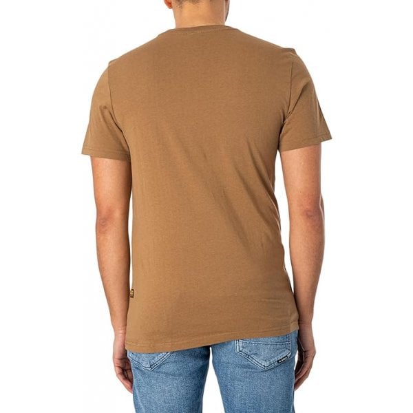 Gstar Distressed Originals Logo Slim T-Shirt Fawn Brown D24420