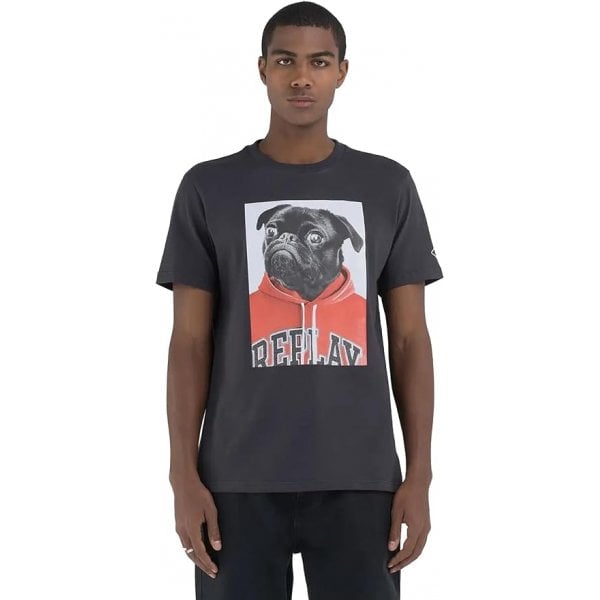 Replay Dog In Hoody Graphic Print T-Shirt Black M6808
