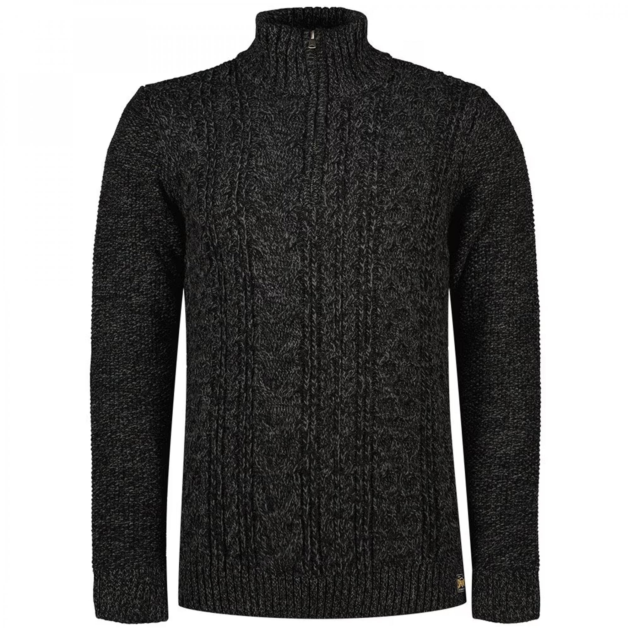 Superdry Jacob Cable Knit Half-Zip Jumper Black Twist AYN