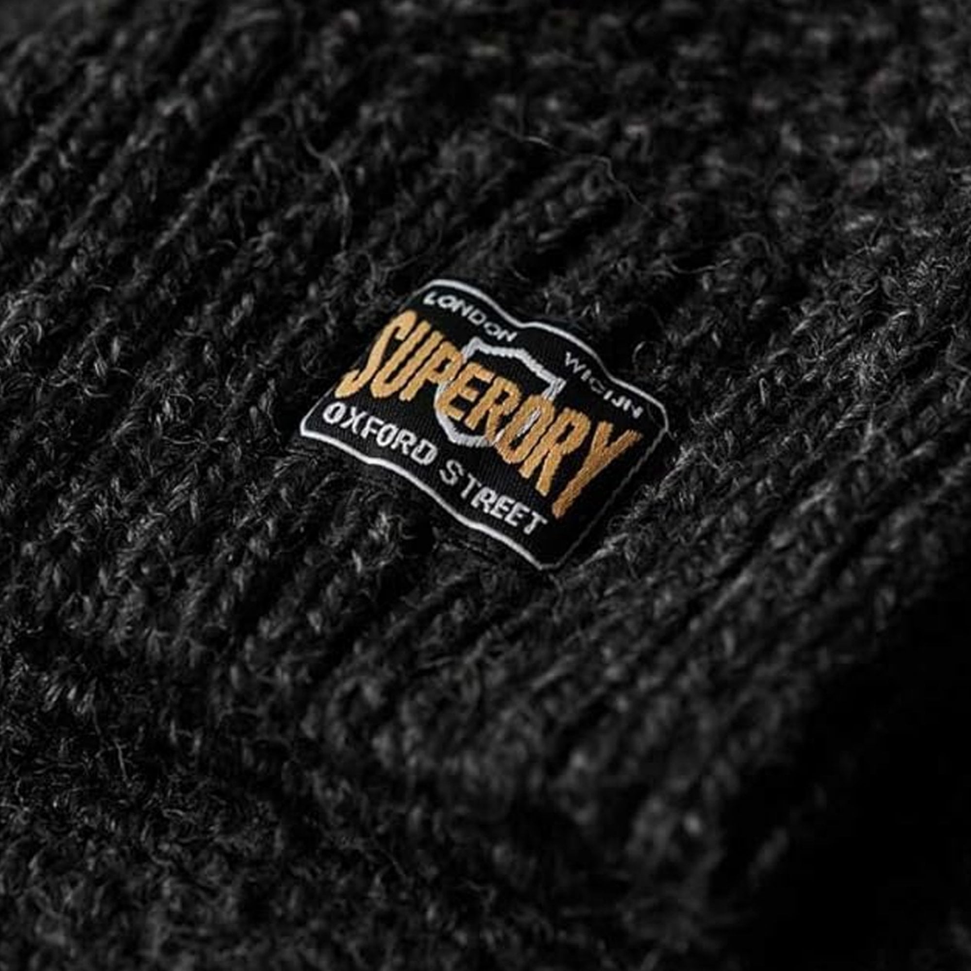 Superdry Jacob Crew Neck Cable Knit Jumper Charcoal Black 5ZZ