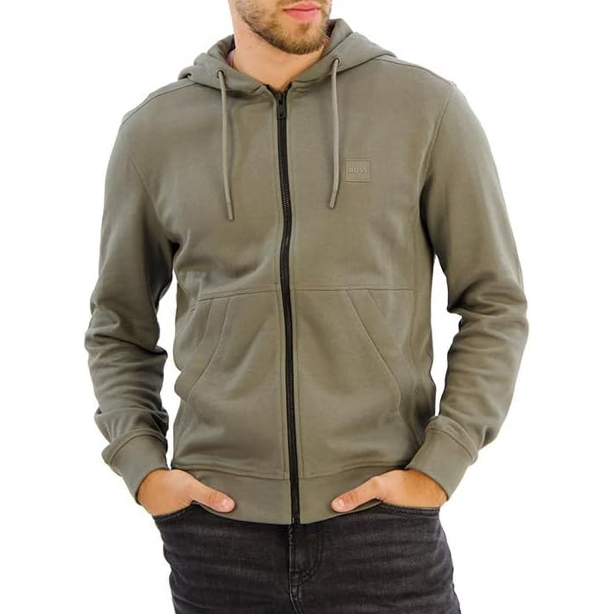 Hugo Boss Zetalky Zip Up Hoody Sweatshirt Open Grey 076 50508578