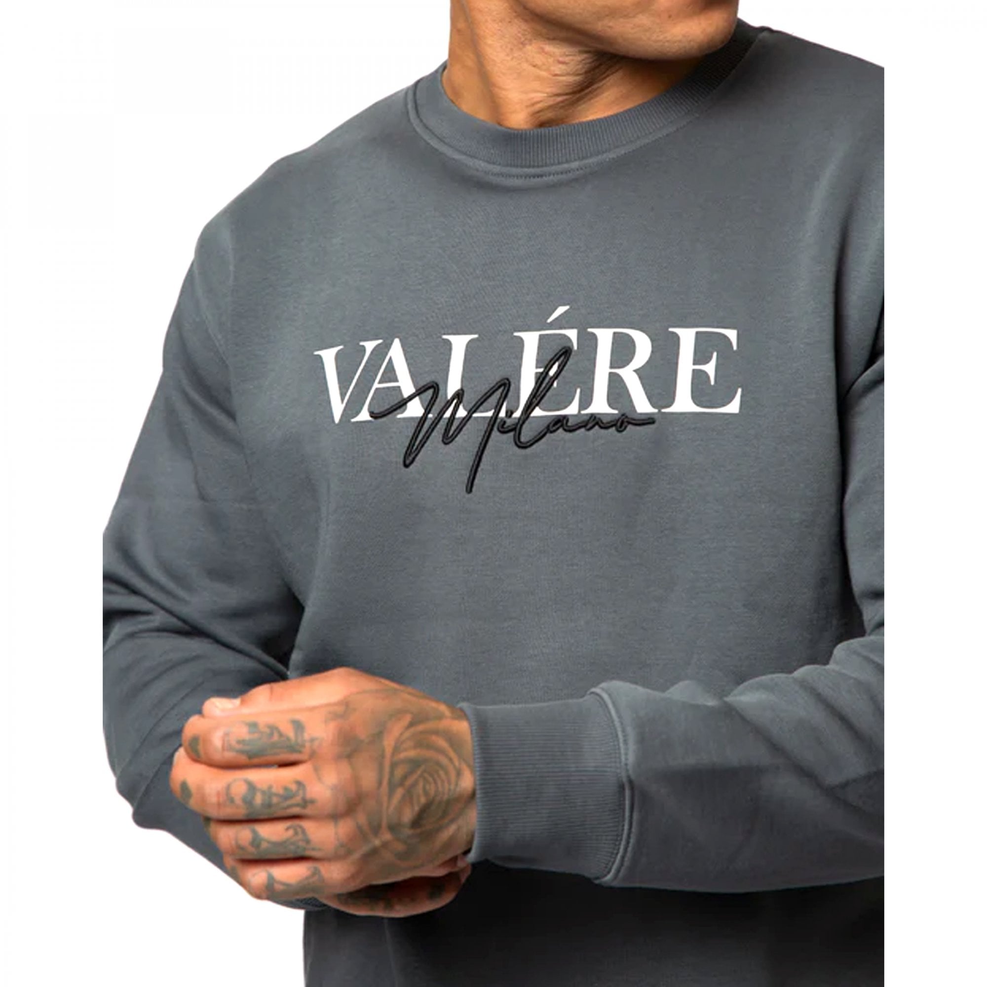 Valere Copione Logo Crew Neck Charcoal Grey Sweatshirt VM217