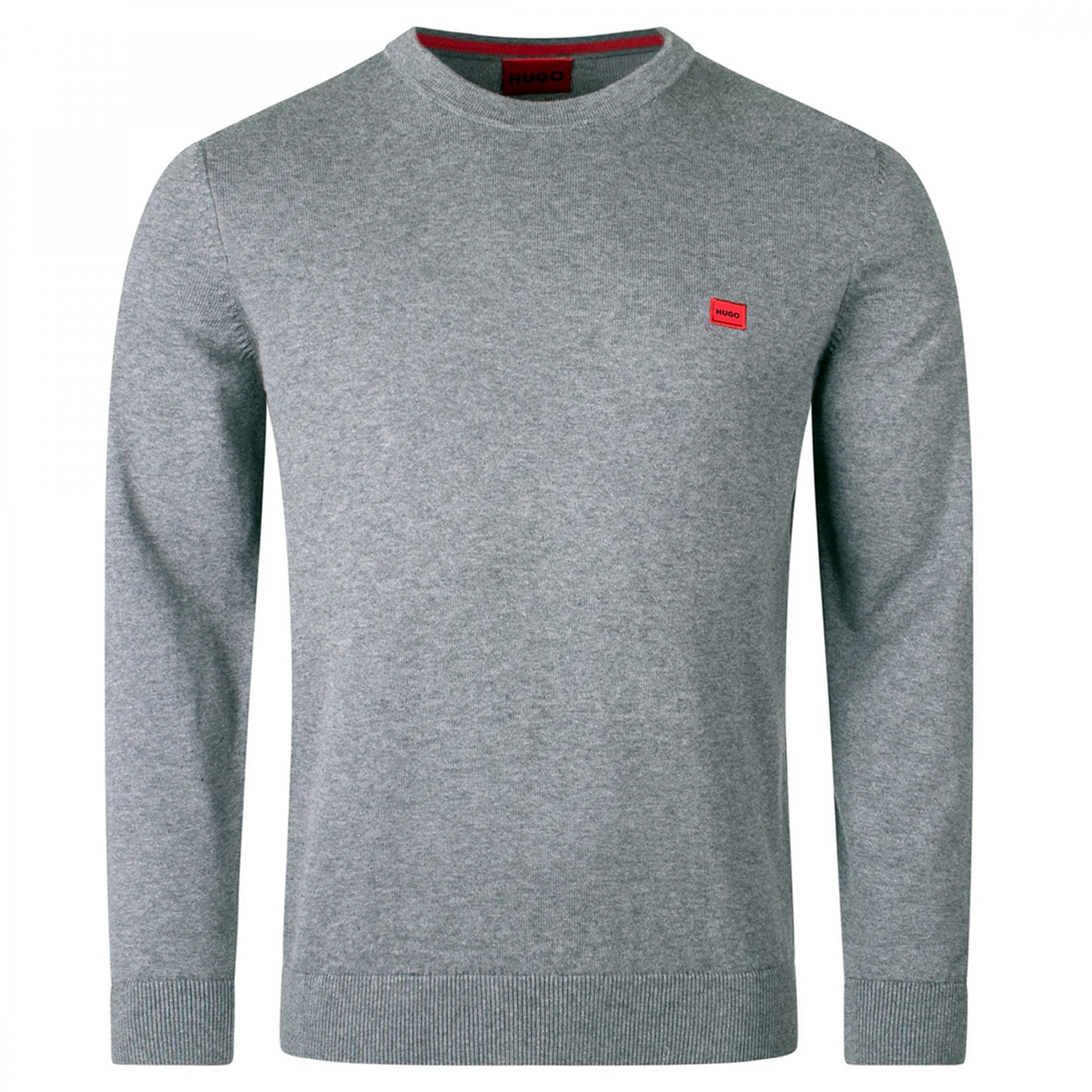 Hugo San Cassius-C1 Fine Knit Crew Neck Jumper Grey 034 50475083