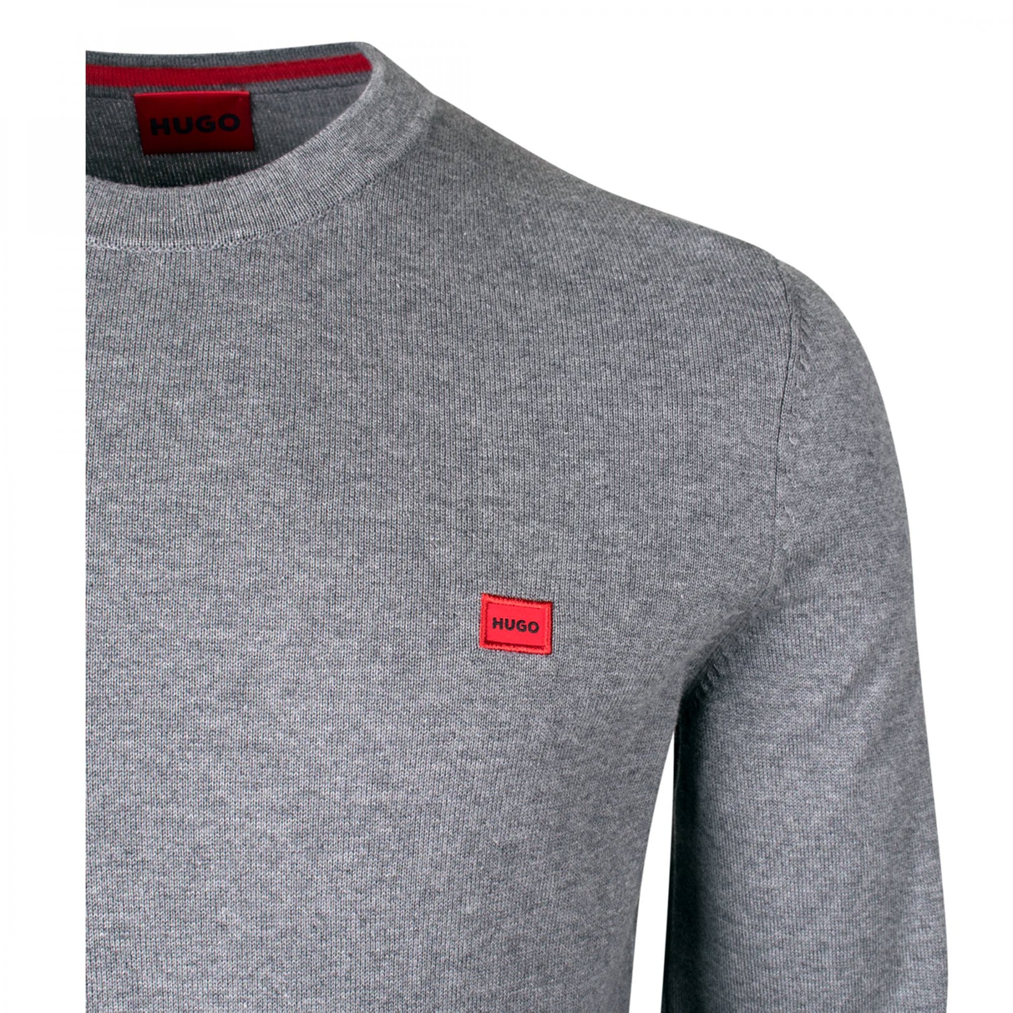 Hugo San Cassius-C1 Fine Knit Crew Neck Jumper Grey 034 50475083