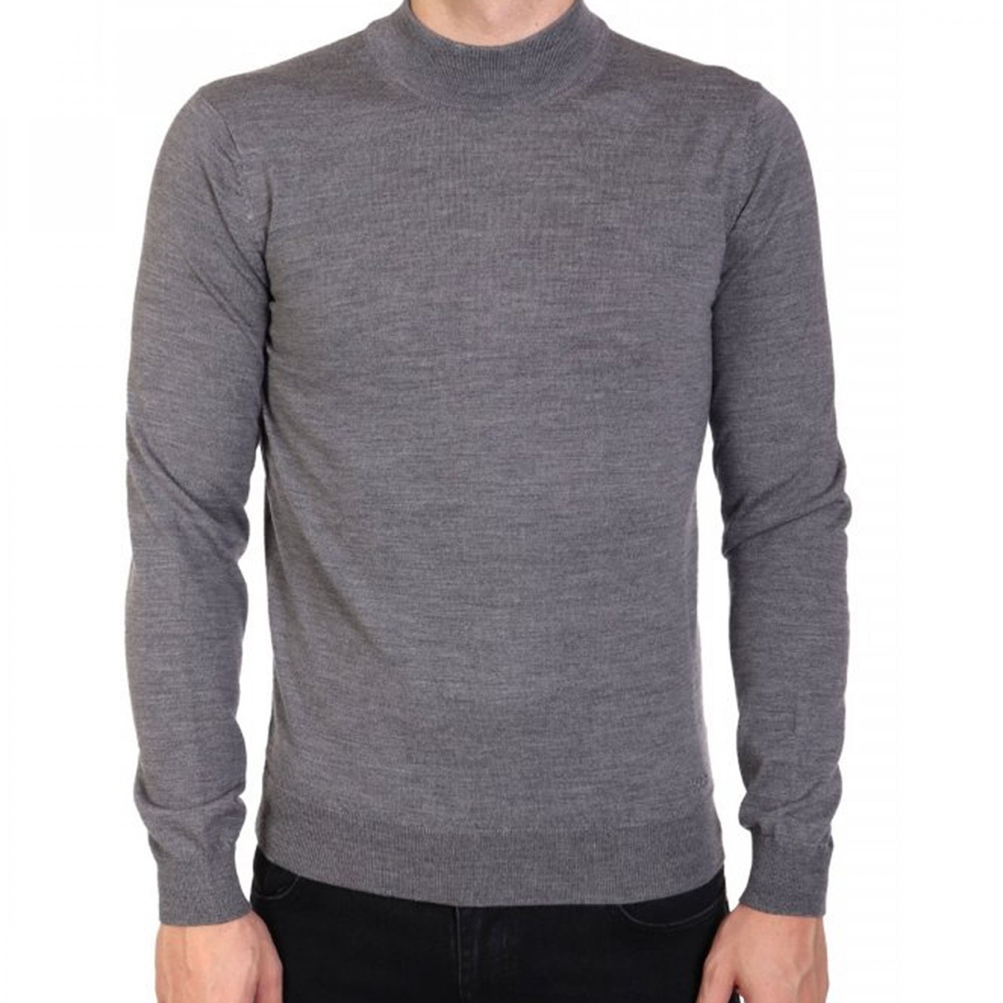 Hugo San Matteo-M Fine Knit Wool Turtle Neck Jumper Grey 034 50474173