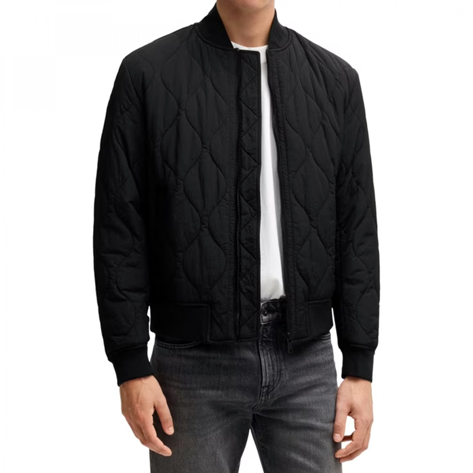 Hugo Boss Ostrong Black Quilted Bomber Jacket 001 50522218