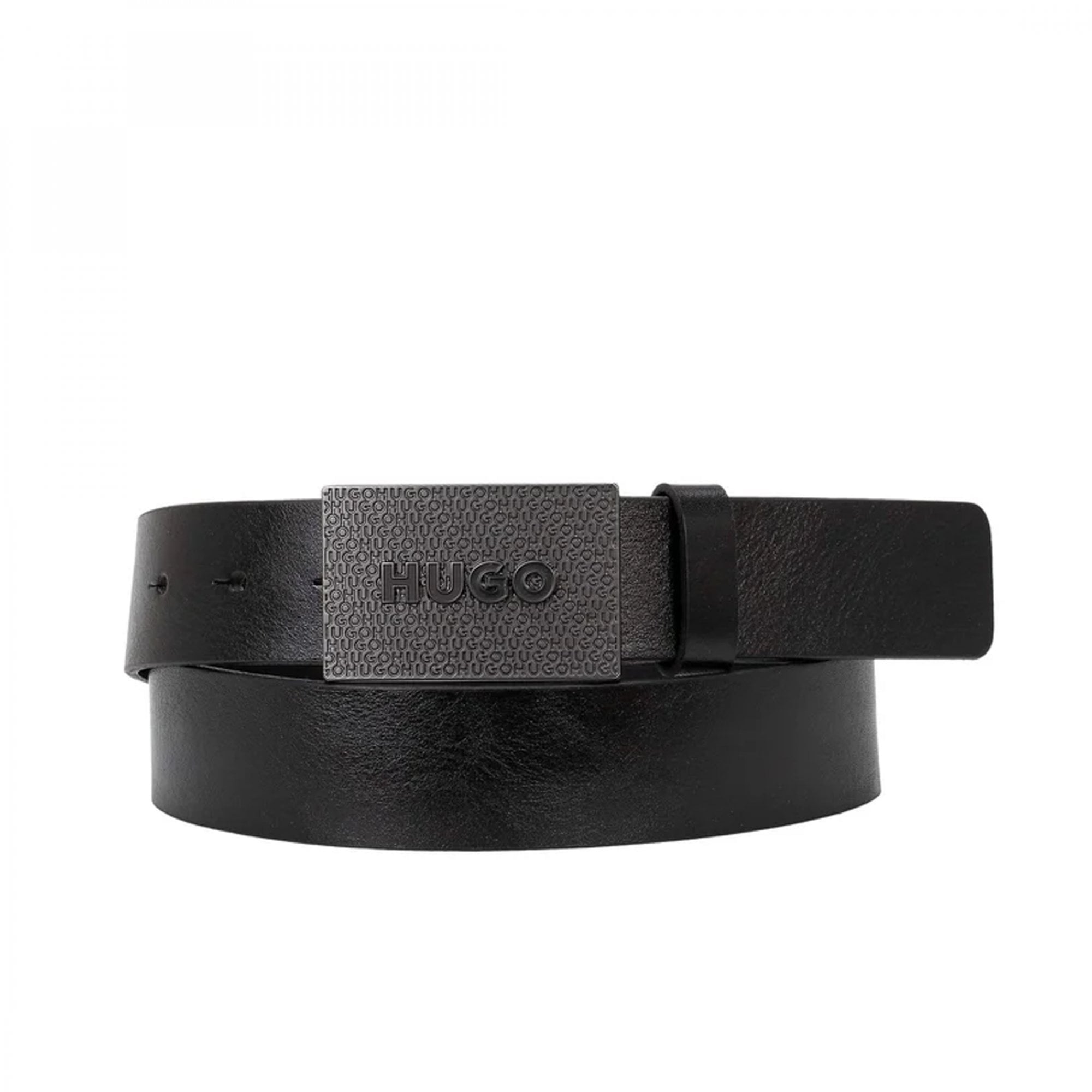 Hugo Boss Gilao-Z_Sz35 Black Leather Belt With Plaque Buckle 50536879