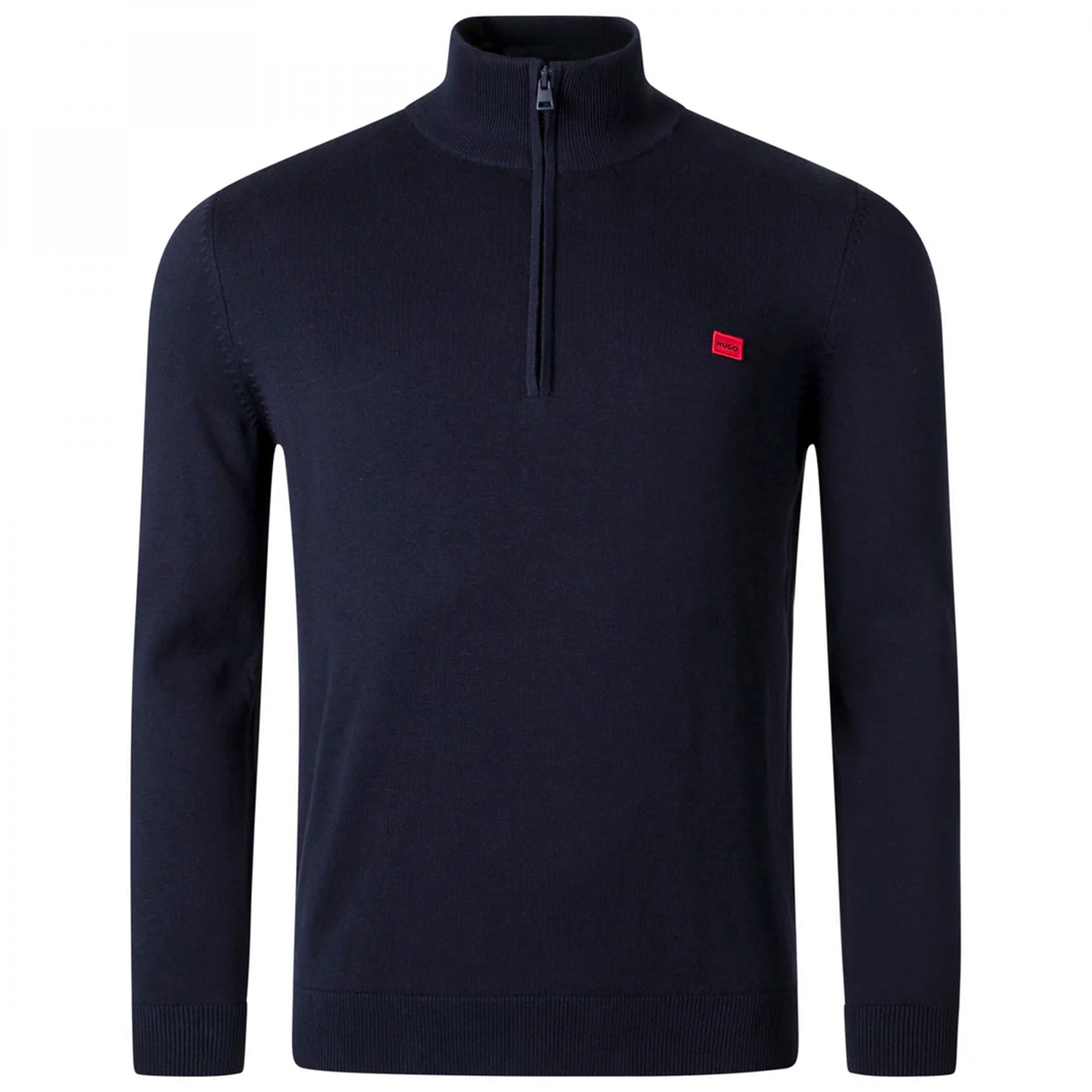 Hugo San Quintus-C Fine Knit Quarter Zip Jumper Navy 410 50474164