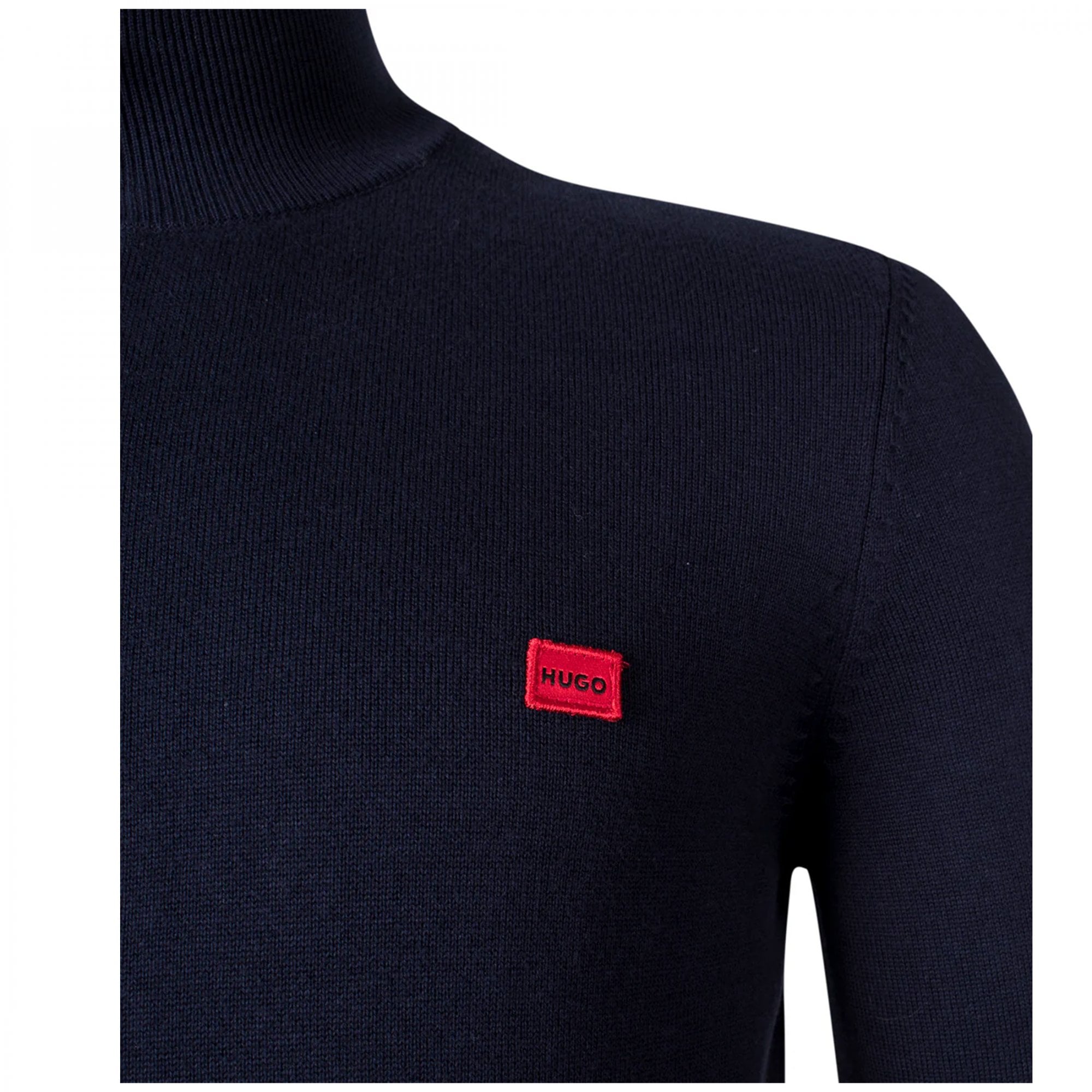 Hugo San Quintus-C Fine Knit Quarter Zip Jumper Navy 410 50474164