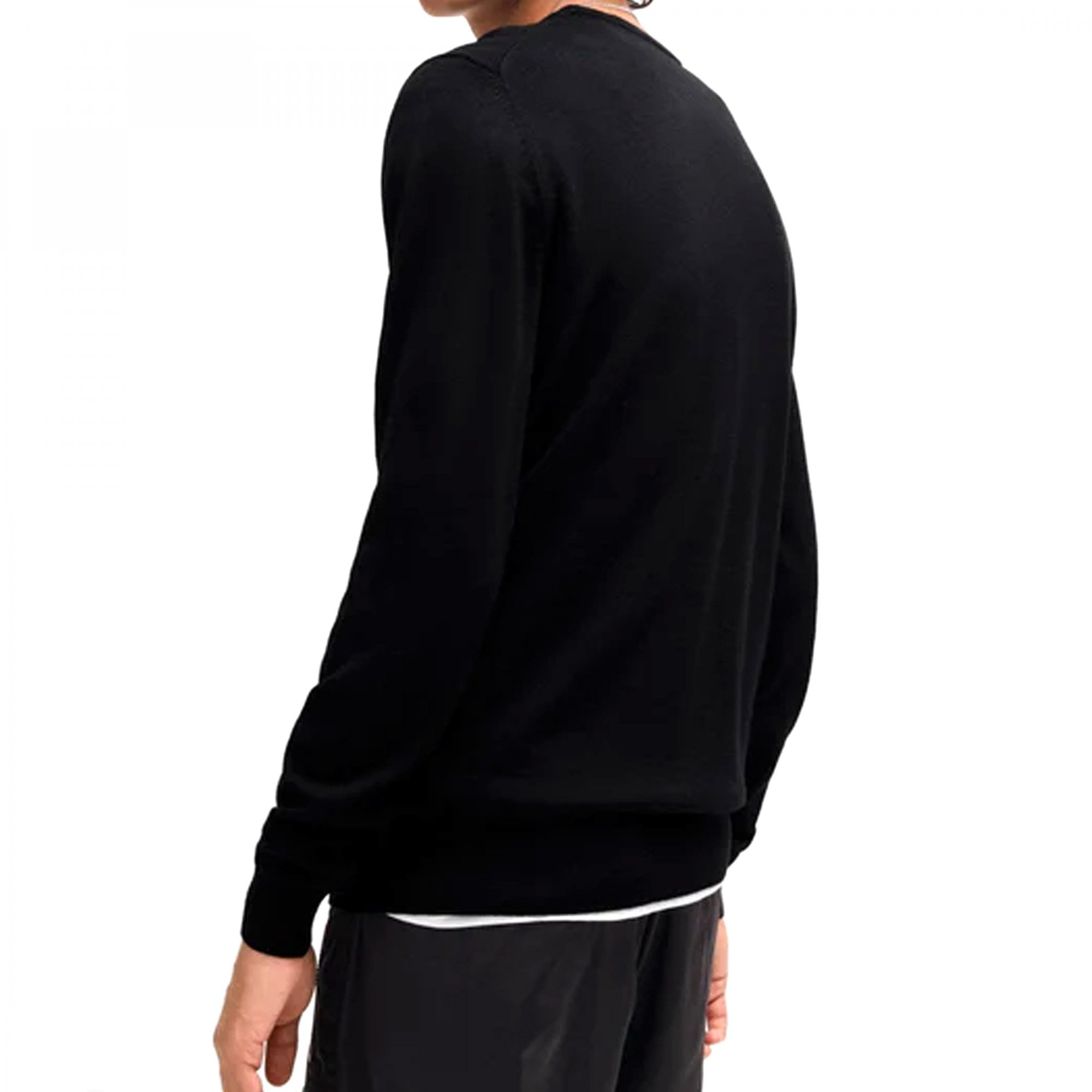 Hugo San Cedric-M1 Fine Knit Wool Crew Neck Jumper Black 001 50476832