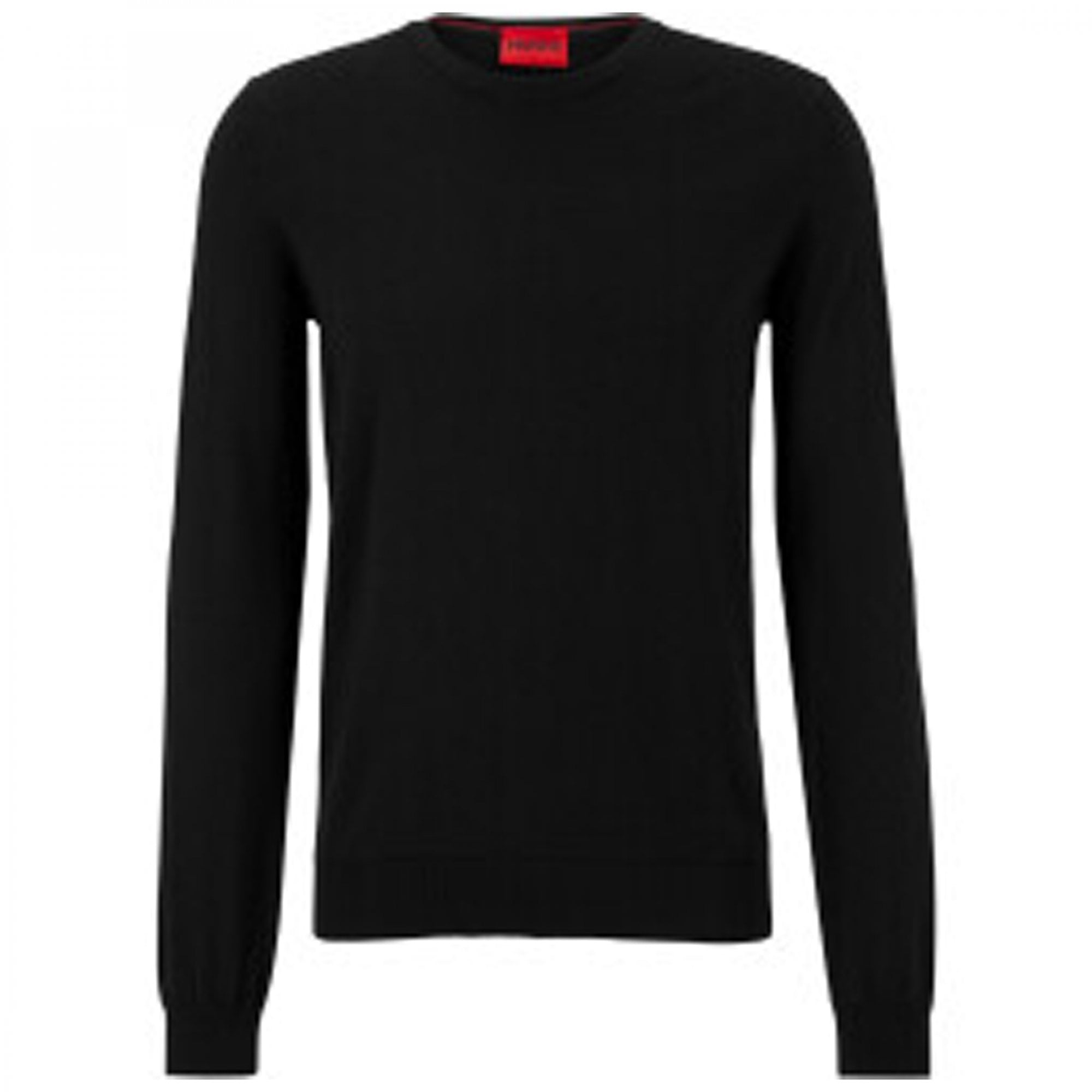 Hugo San Cedric-M1 Fine Knit Wool Crew Neck Jumper Black 001 50476832
