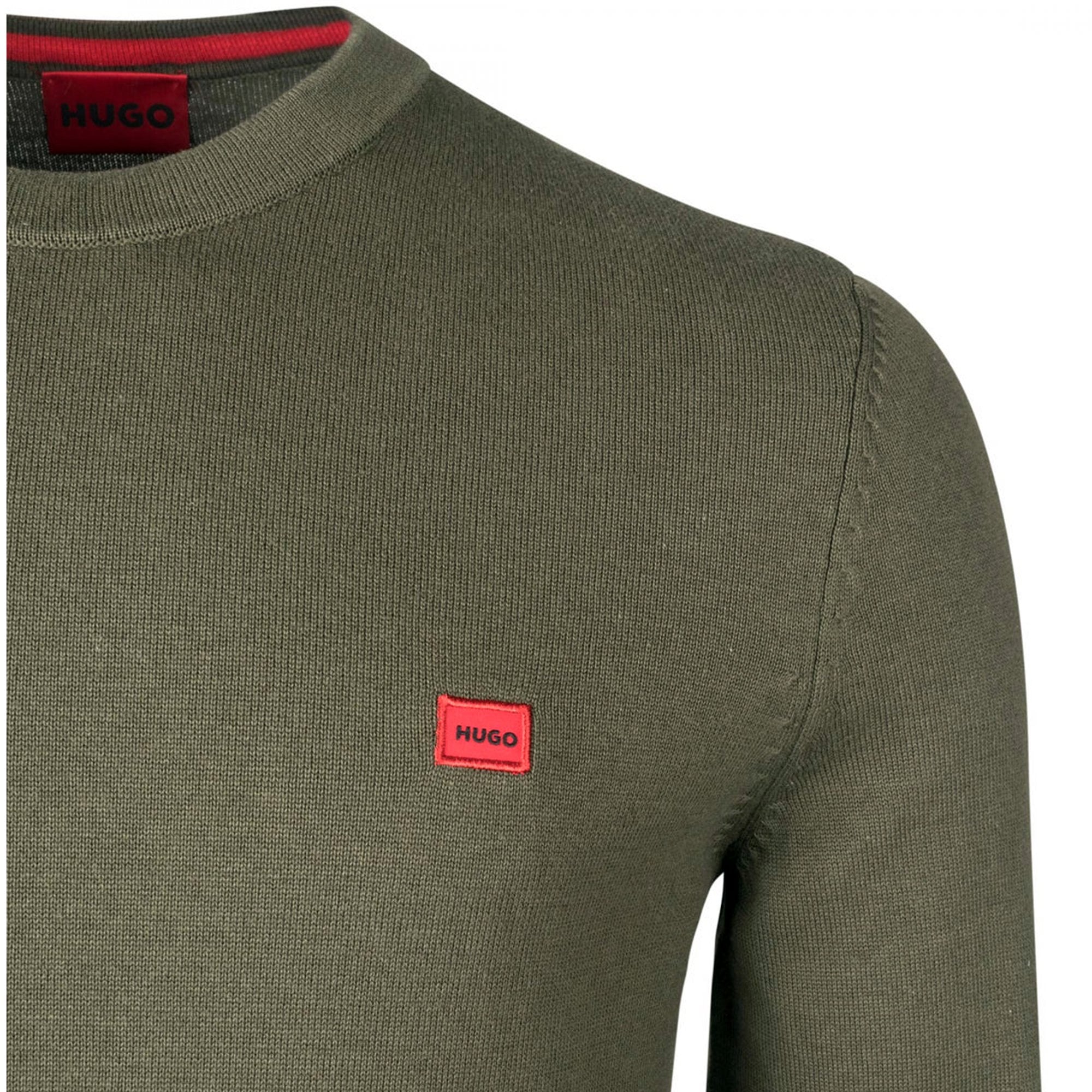 Hugo San Cassius-C1 Fine Knit Crew Neck Jumper Green 257 50475083