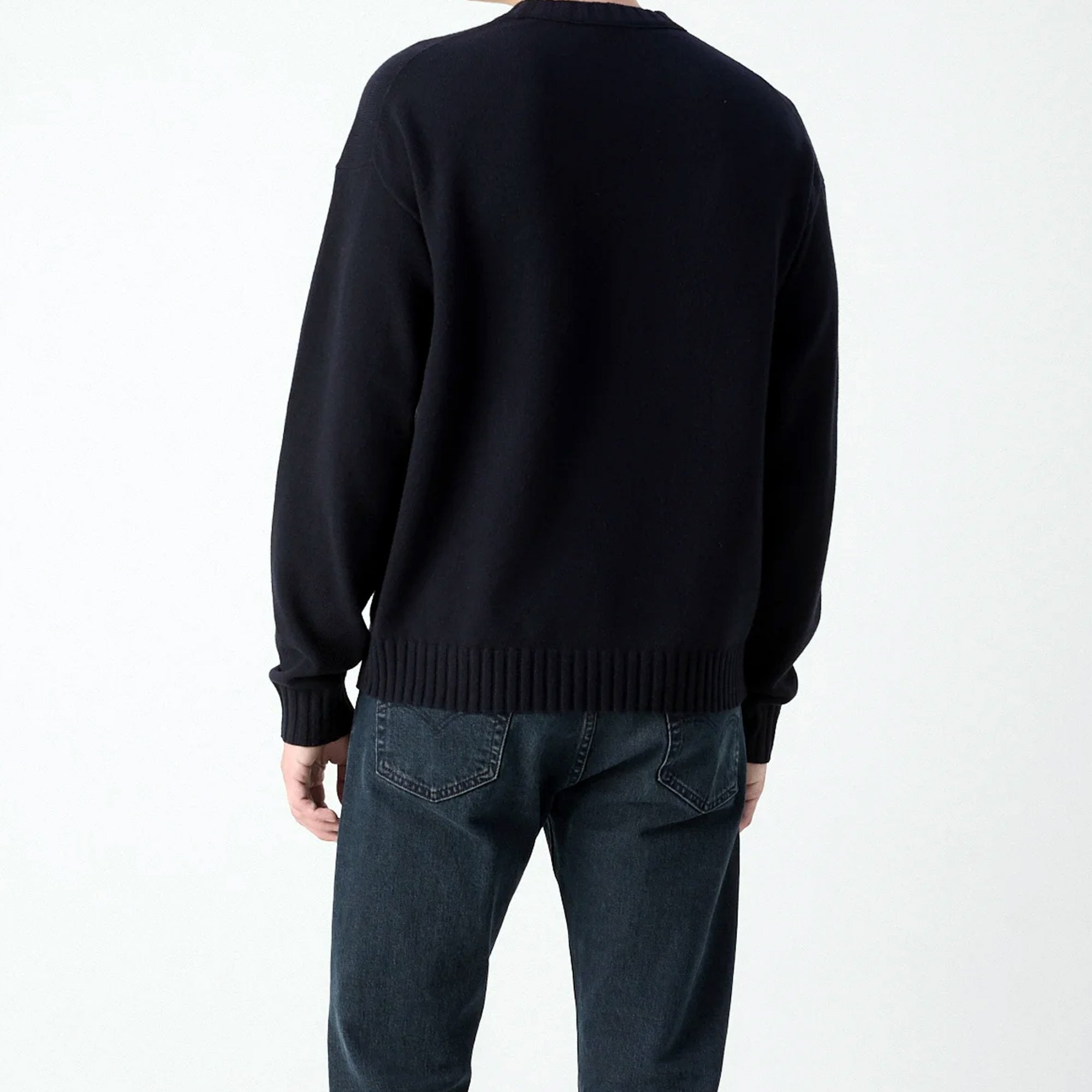 Hugo San Cassio-L Fine Wool-Mix Crew Neck Jumper Navy 410 50500015