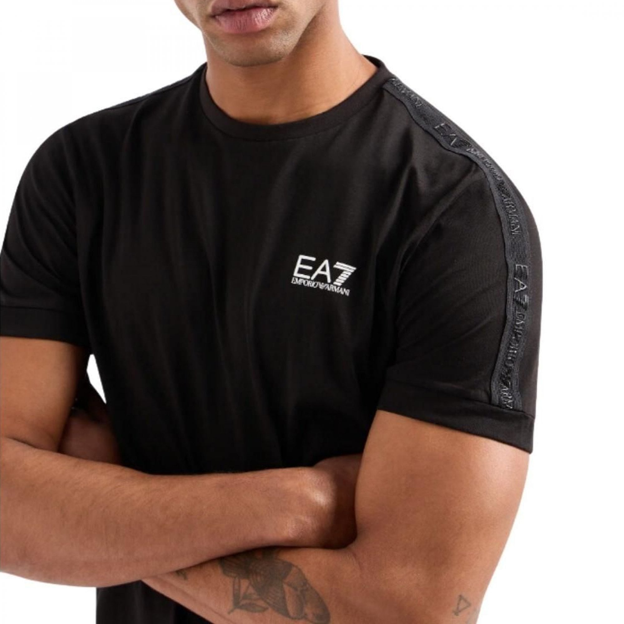EA7 Tape Logo T-Shirt Black 3DPT35 PJ02Z