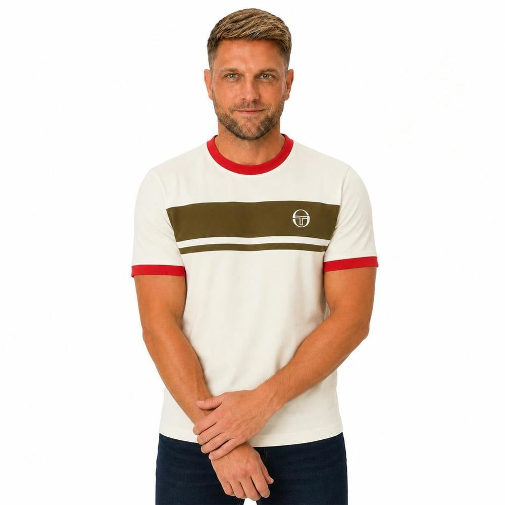 SERGIO TACCHINI MASTER CREW NECK T-SHIRT GARDENIA/DARK OLIVE/ADRENALINE RUSH