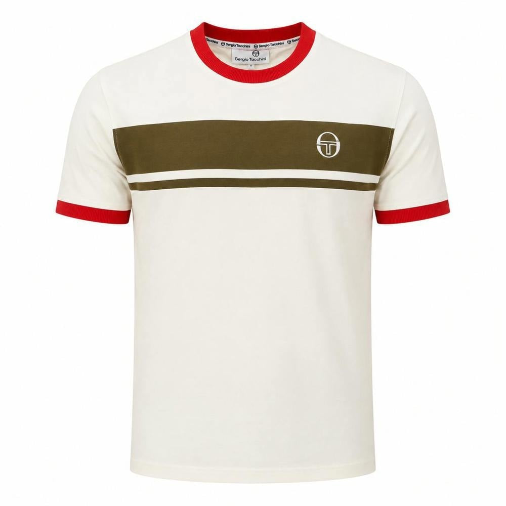 SERGIO TACCHINI MASTER CREW NECK T-SHIRT GARDENIA/DARK OLIVE/ADRENALINE RUSH