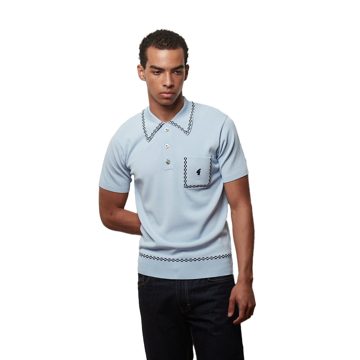 GABICCI ALEXANDER SURF BLUE KNIITED S/S POLO V56GM21