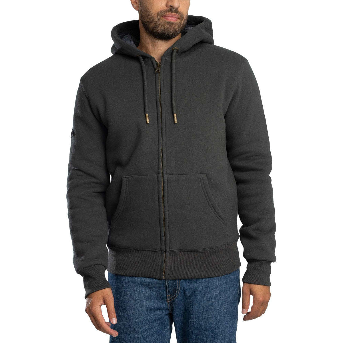 SUPERDRY BORG LINED ZIPHOOD WASHED BLACK