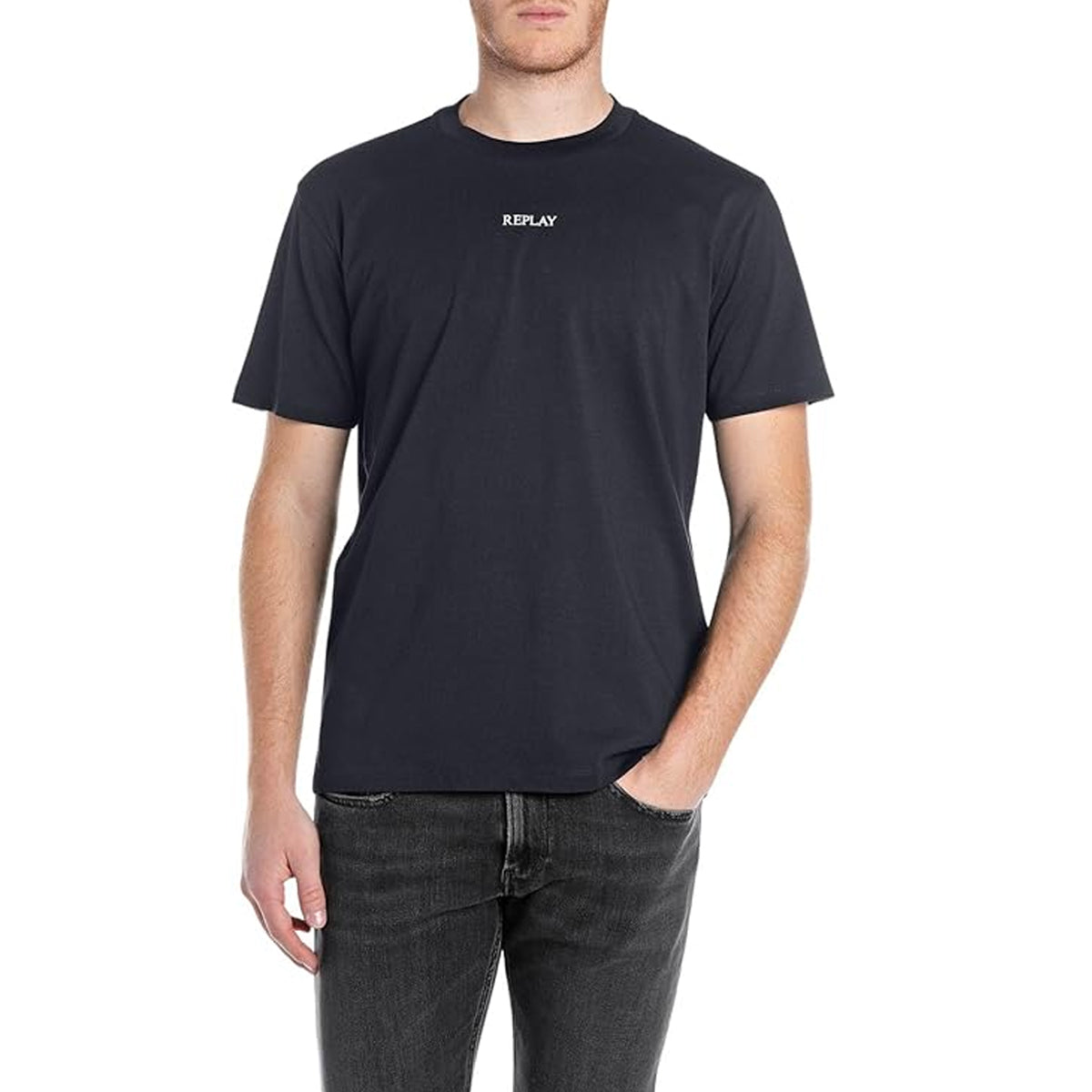 REPLAY Men's Centre Logo Navy T-Shirt M3098 - Navy